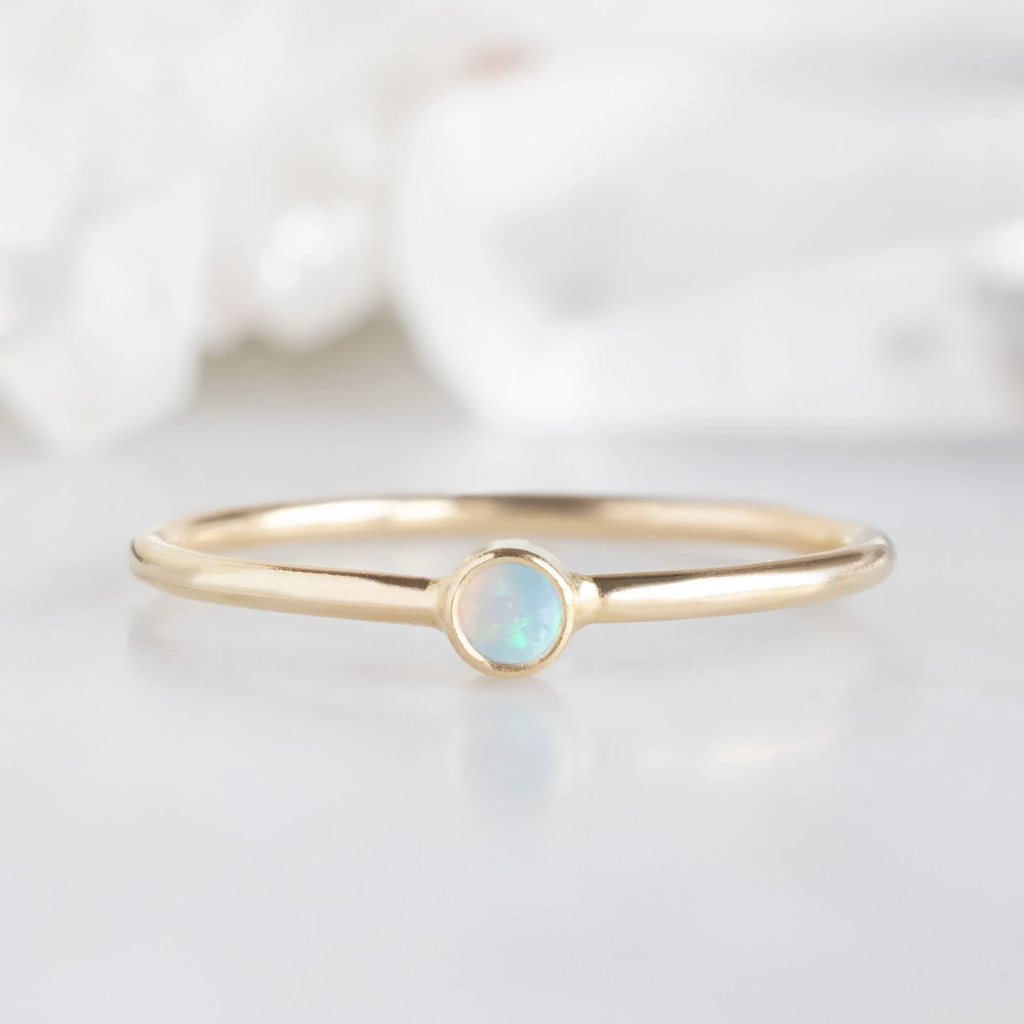 Opal Birthstone Stacking Ring | Yellow, Rose or White Gold
