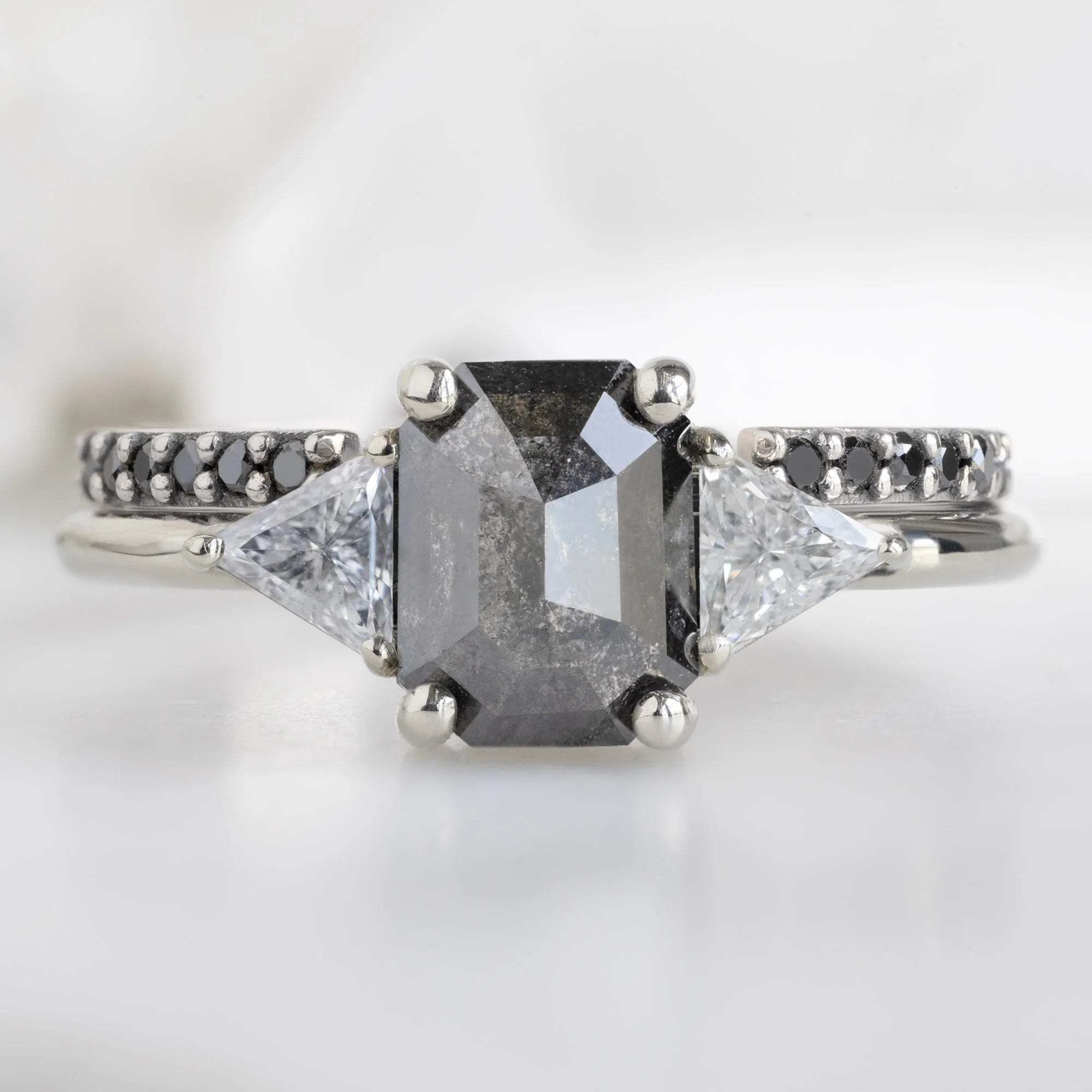 Open Cuff Black Diamond Pavé Stacking Band | Yellow, Rose, or White Gold - Image 6