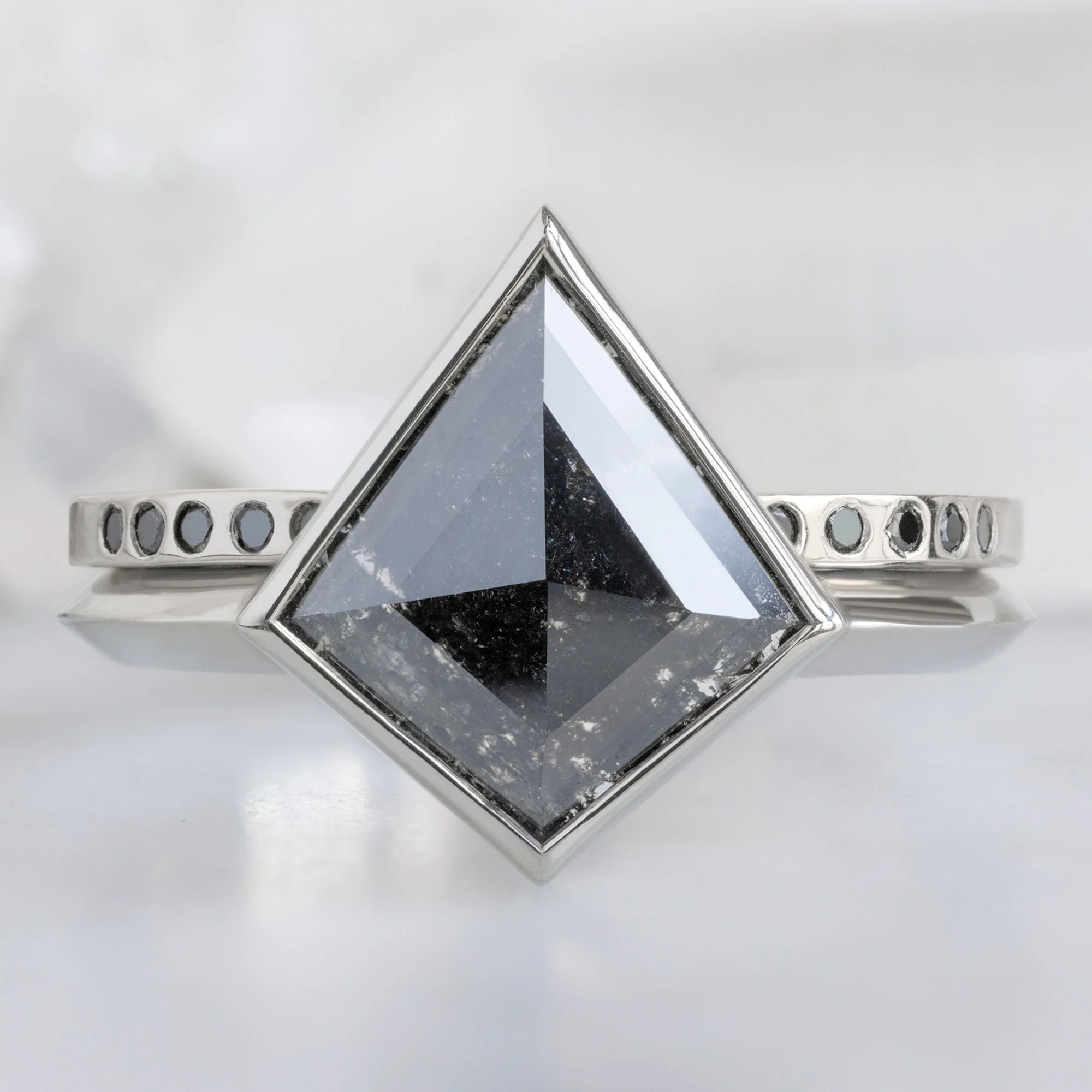 Open Cuff Flush Set Black Diamond Pavé Stacking Band | Yellow, Rose or White Gold - Image 4