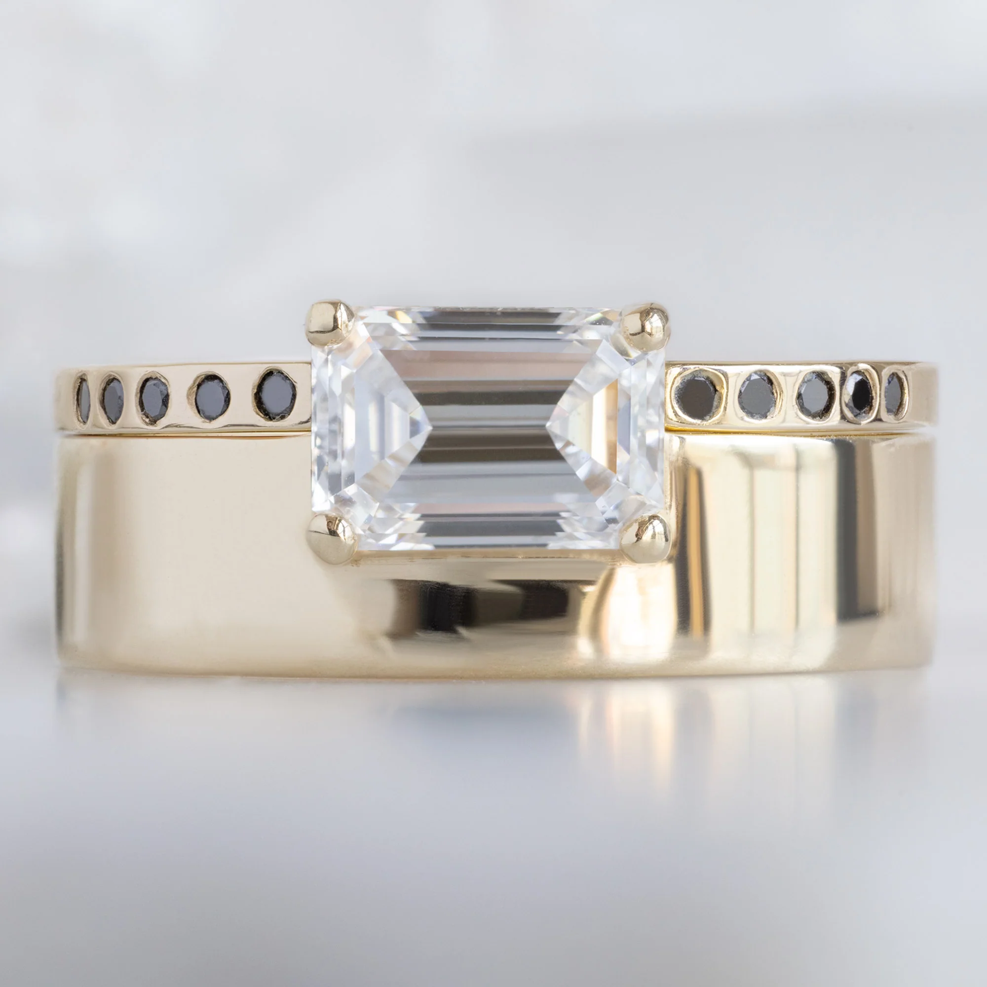 Open Cuff Flush Set Black Diamond Pavé Stacking Band | Yellow, Rose or White Gold - Image 7