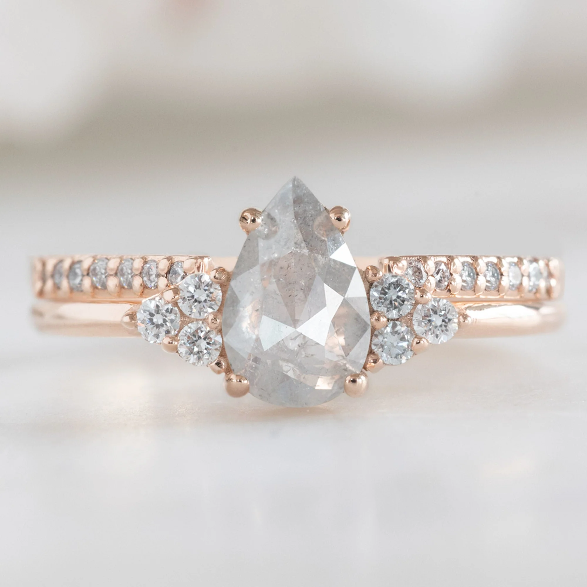 Open Cuff Salt and Pepper Diamond Pavé Stacking Band | Yellow, Rose or White Gold - Image 4