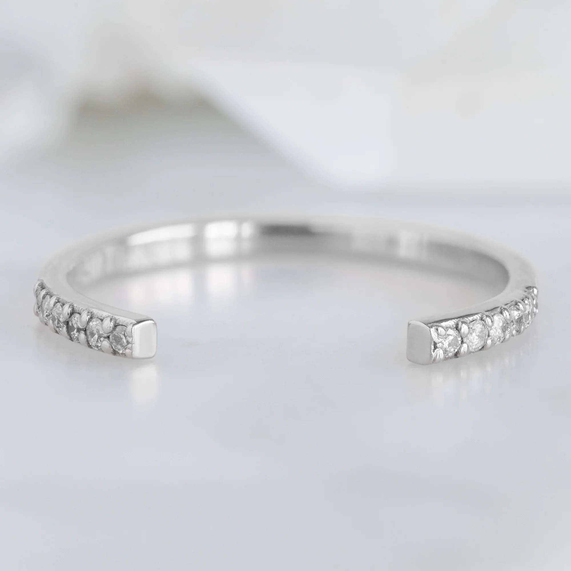 Open Cuff Salt and Pepper Diamond Pavé Stacking Band | Yellow, Rose or White Gold - Image 5