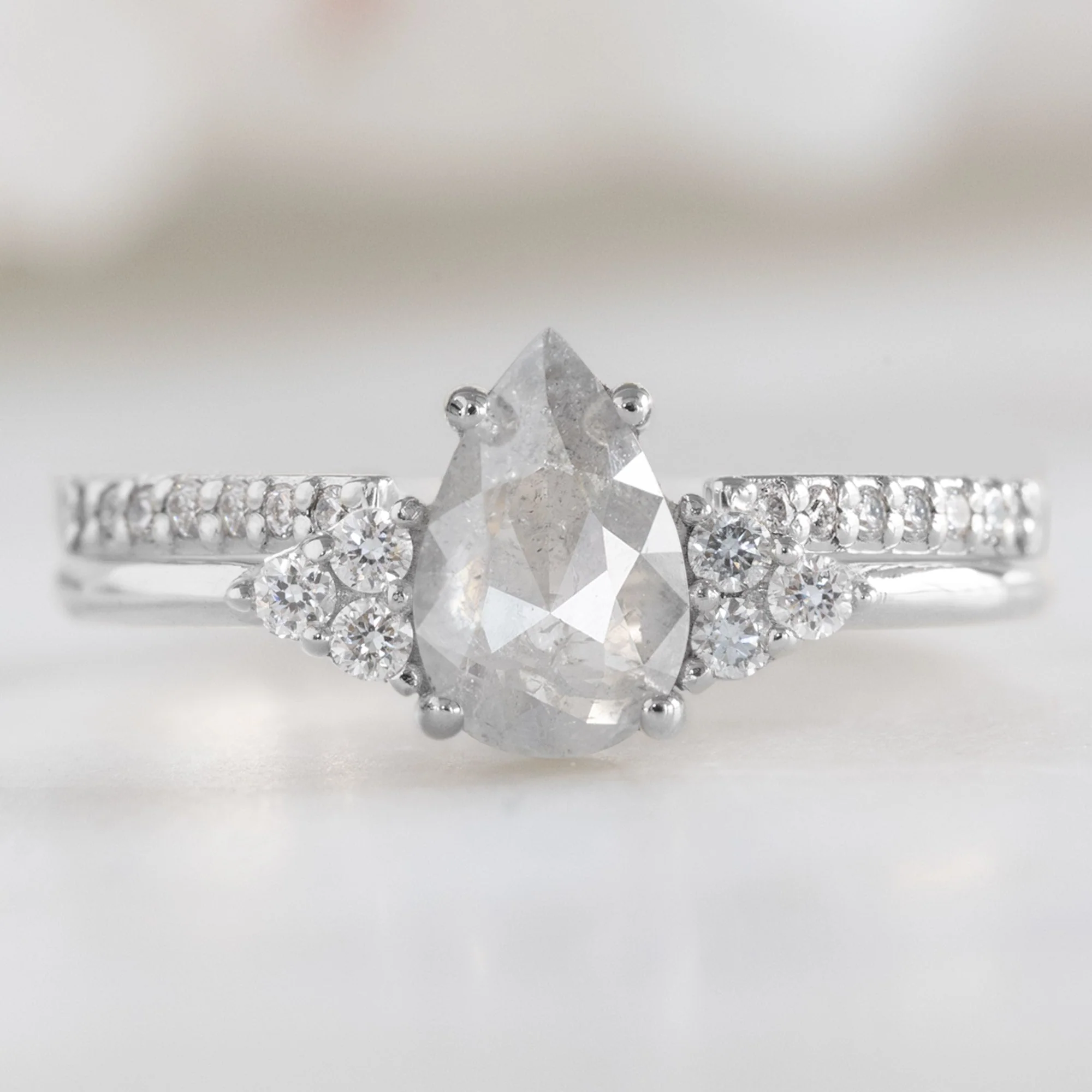 Open Cuff Salt and Pepper Diamond Pavé Stacking Band | Yellow, Rose or White Gold - Image 6
