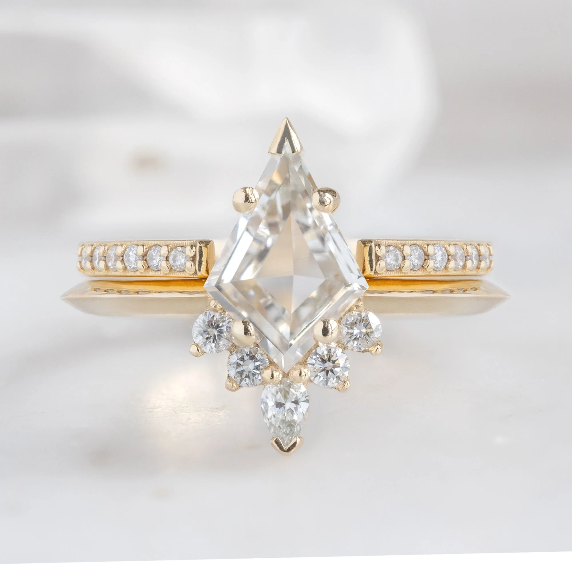 Open Cuff White Diamond Pavé Stacking Band | Yellow, Rose or White Gold - Image 2