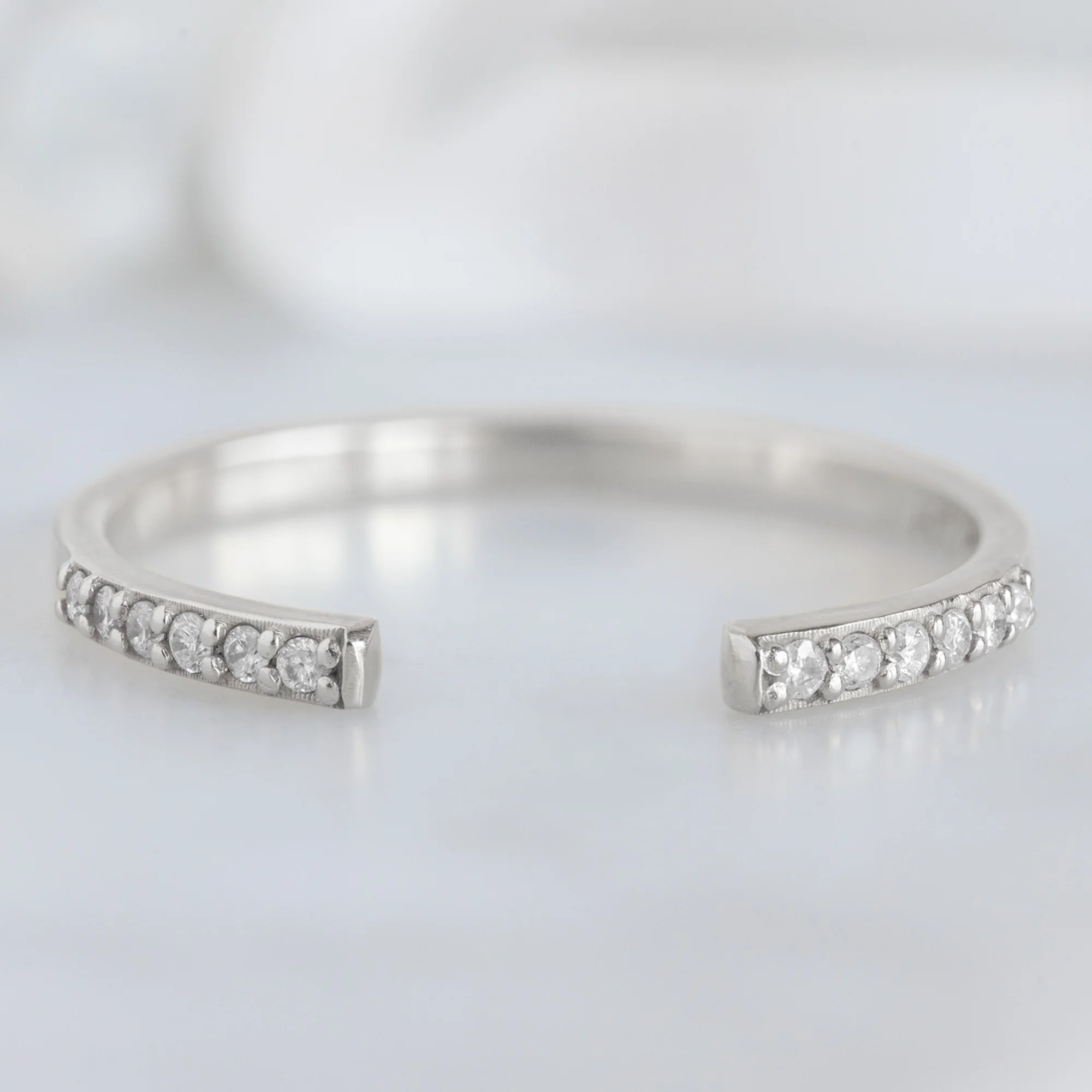 Open Cuff White Diamond Pavé Stacking Band | Yellow, Rose or White Gold - Image 5