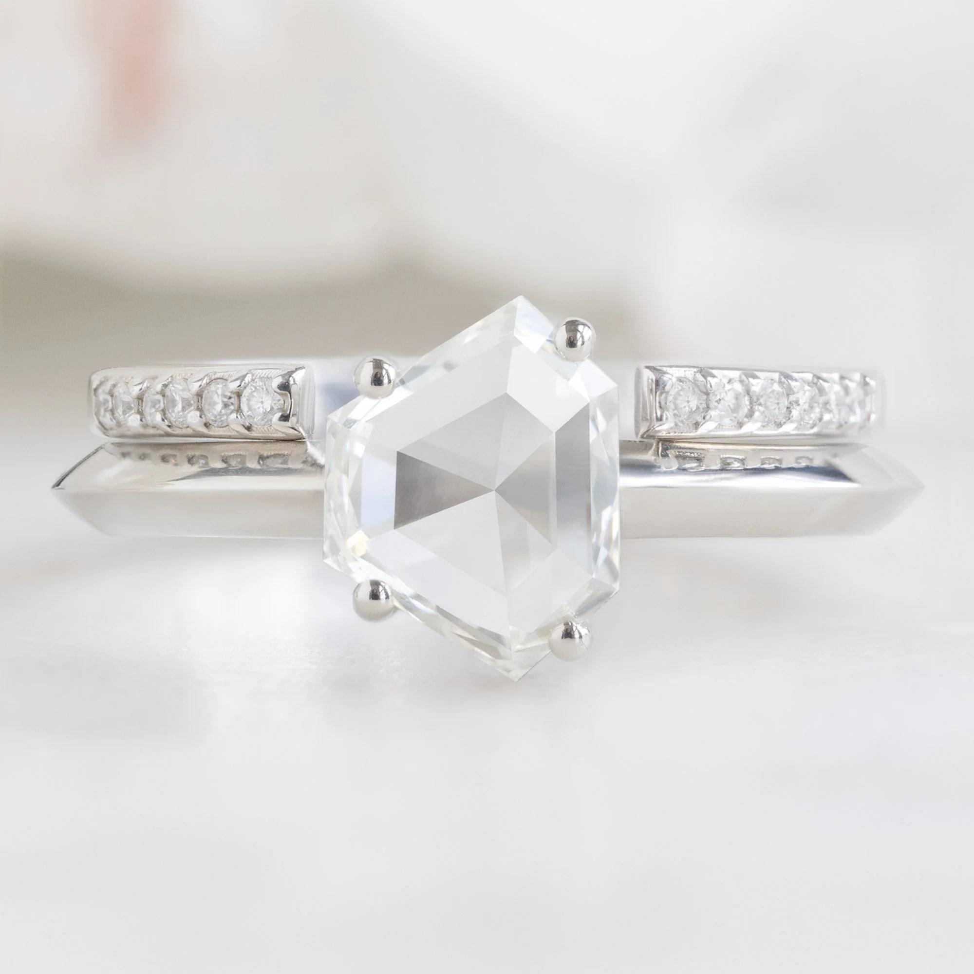 Open Cuff White Diamond Pavé Stacking Band | Yellow, Rose or White Gold - Image 6