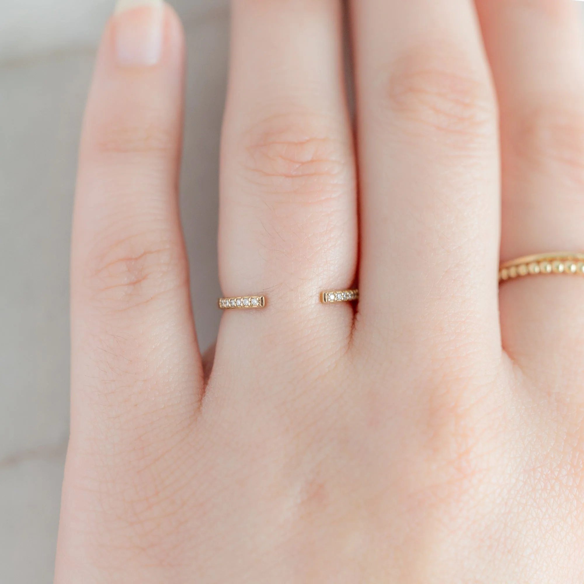 Open Cuff White Diamond Pavé Stacking Band | Yellow, Rose or White Gold - Image 7