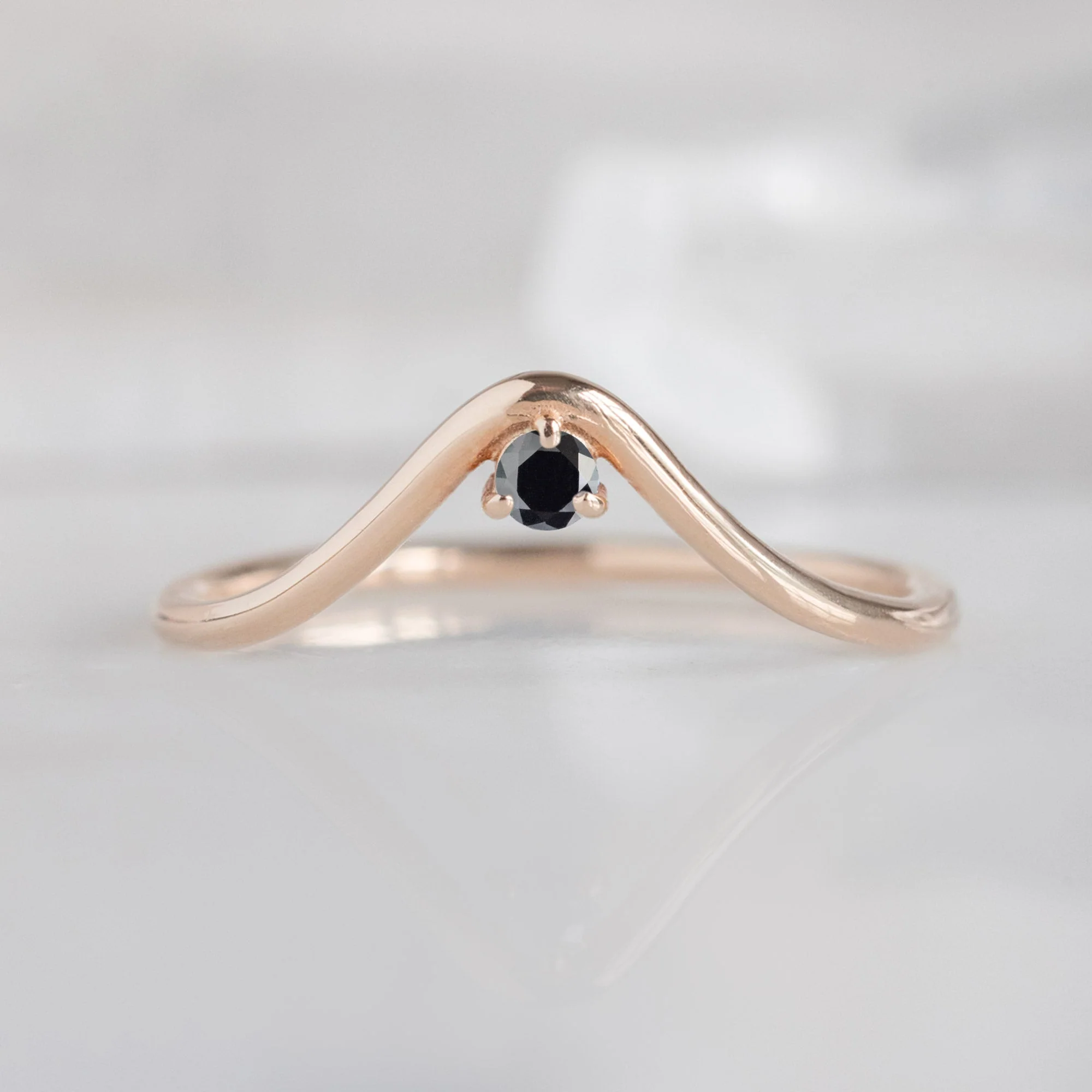 Black Diamond Peak Stacking Band | Yellow, Rose or White Gold