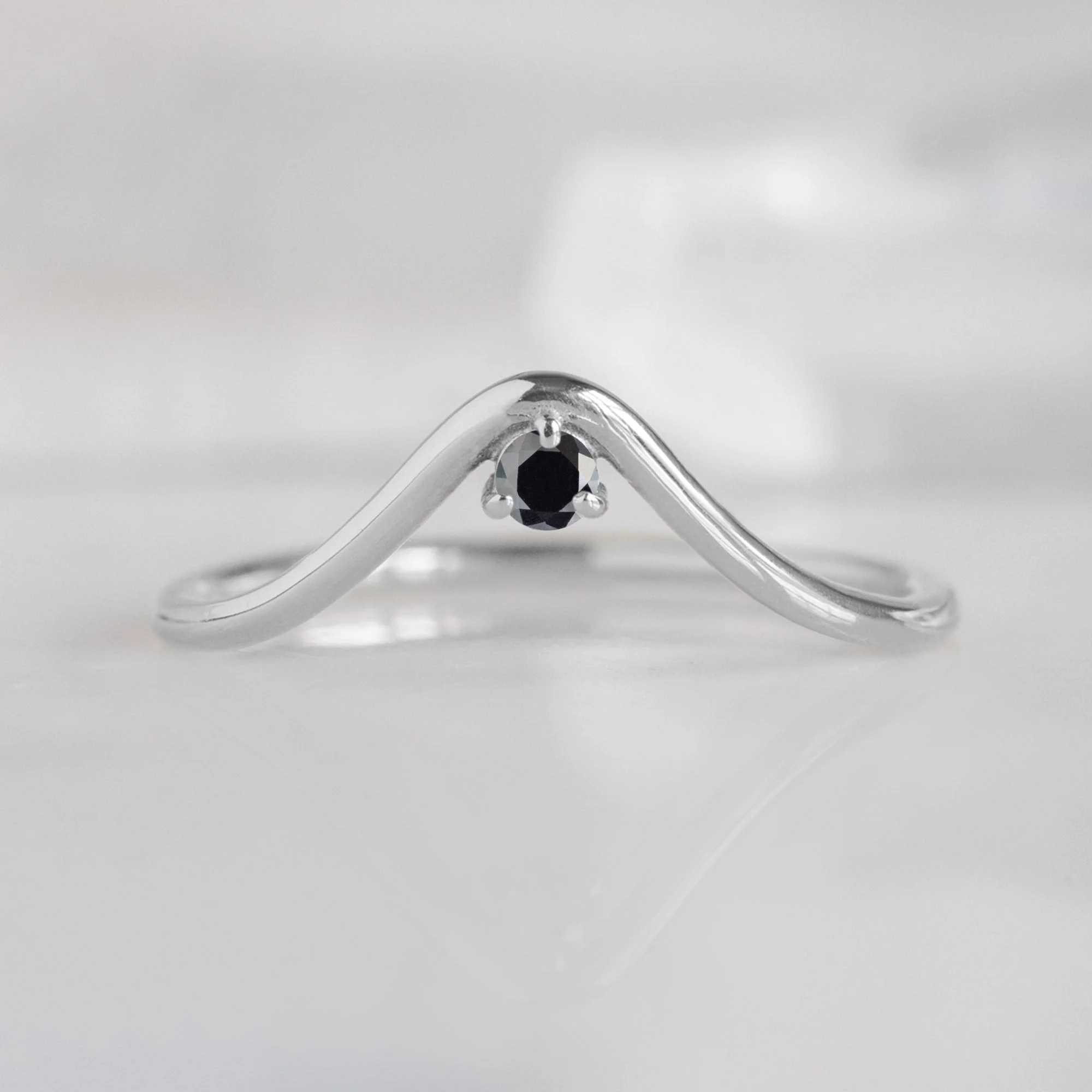 Black Diamond Peak Stacking Band | Yellow, Rose or White Gold - Image 5
