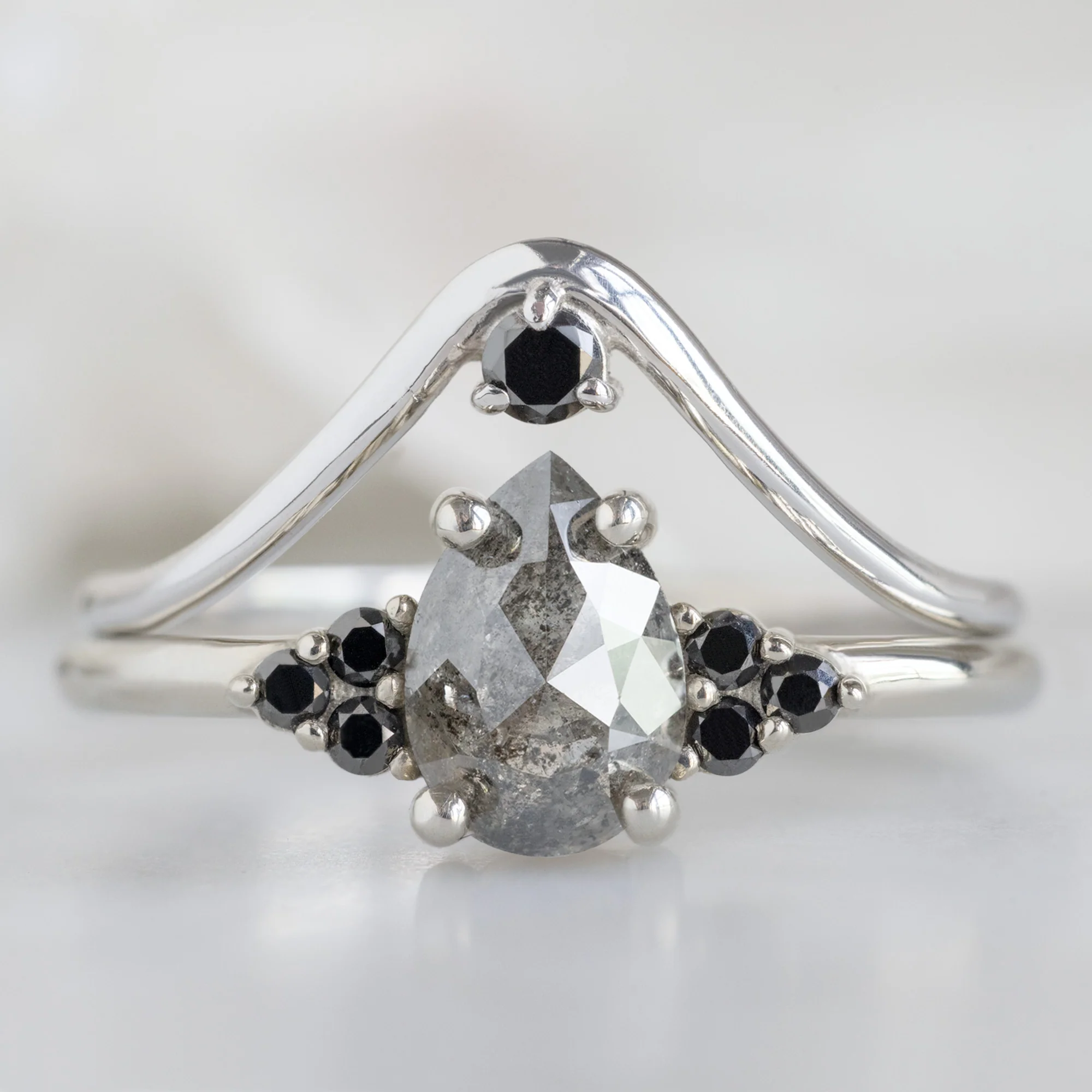 Black Diamond Peak Stacking Band | Yellow, Rose or White Gold - Image 7
