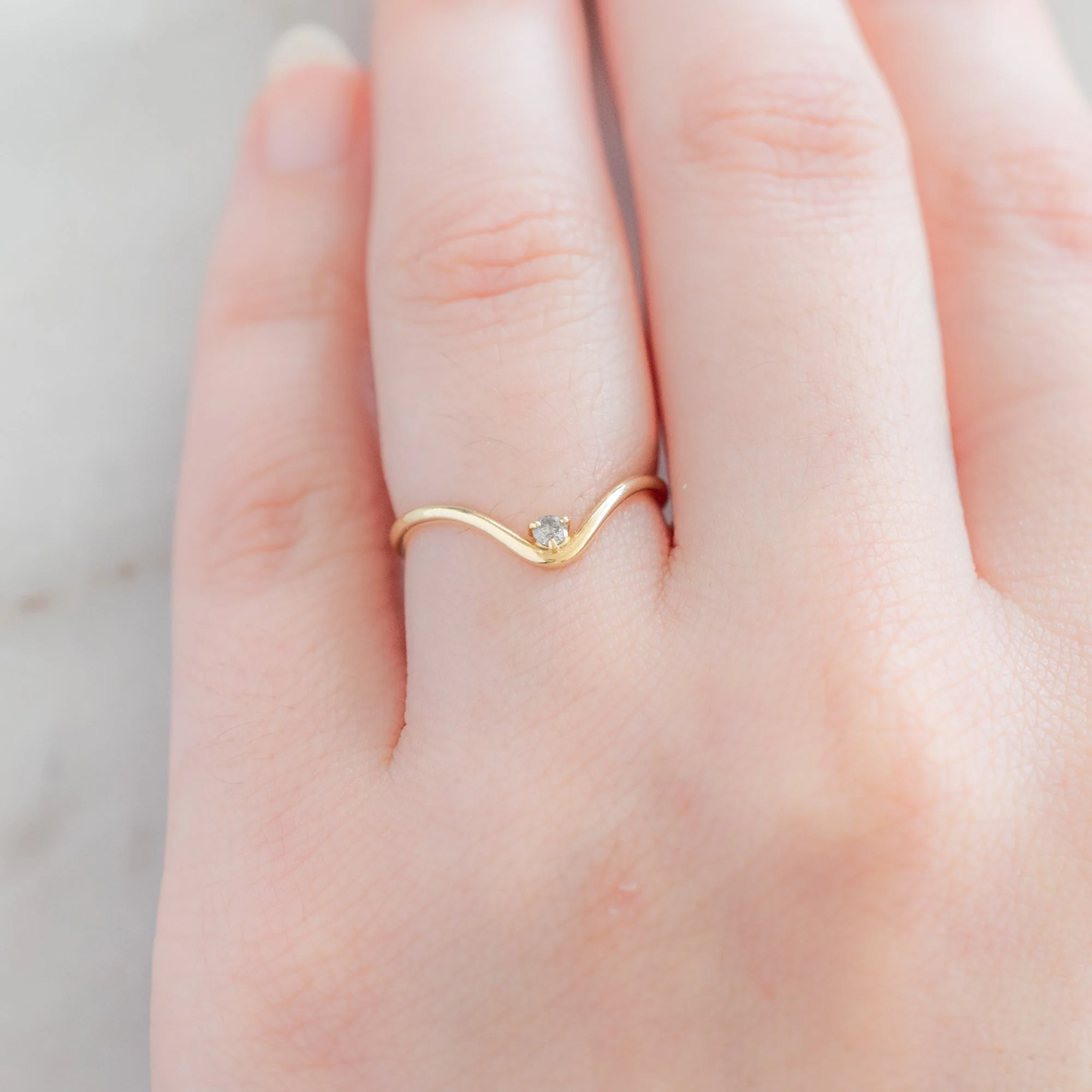 Salt and Pepper Diamond Peak Stacking Band | Yellow, Rose or White Gold - Image 8
