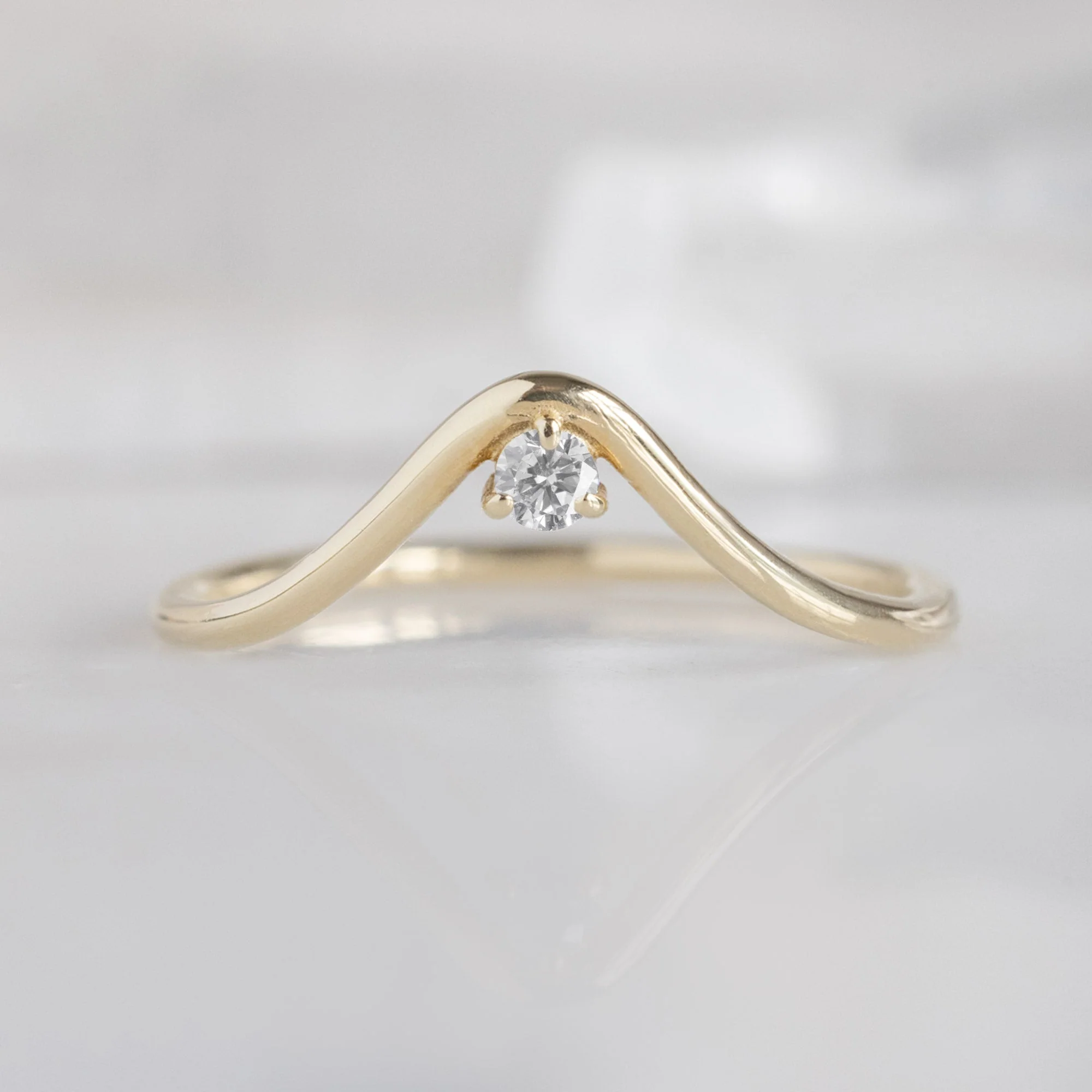 White Diamond Peak Stacking Band | Yellow, Rose or White Gold