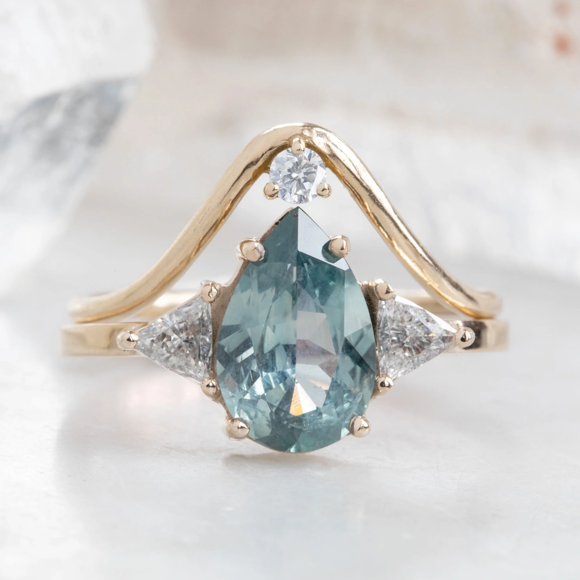 White Diamond Peak Stacking Band | Yellow, Rose or White Gold - Image 5