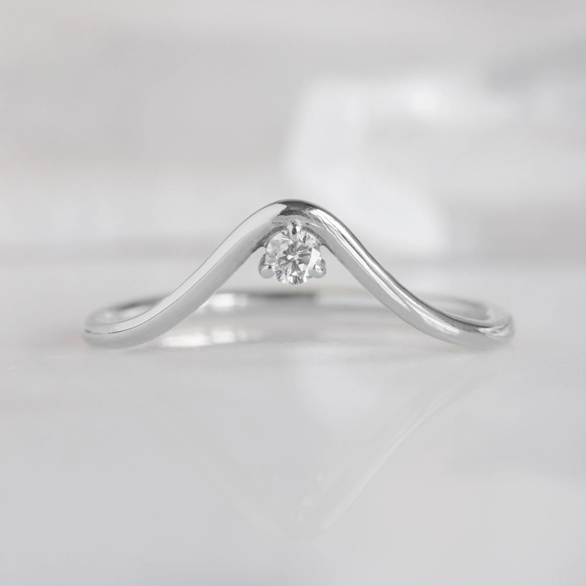White Diamond Peak Stacking Band | Yellow, Rose or White Gold - Image 6