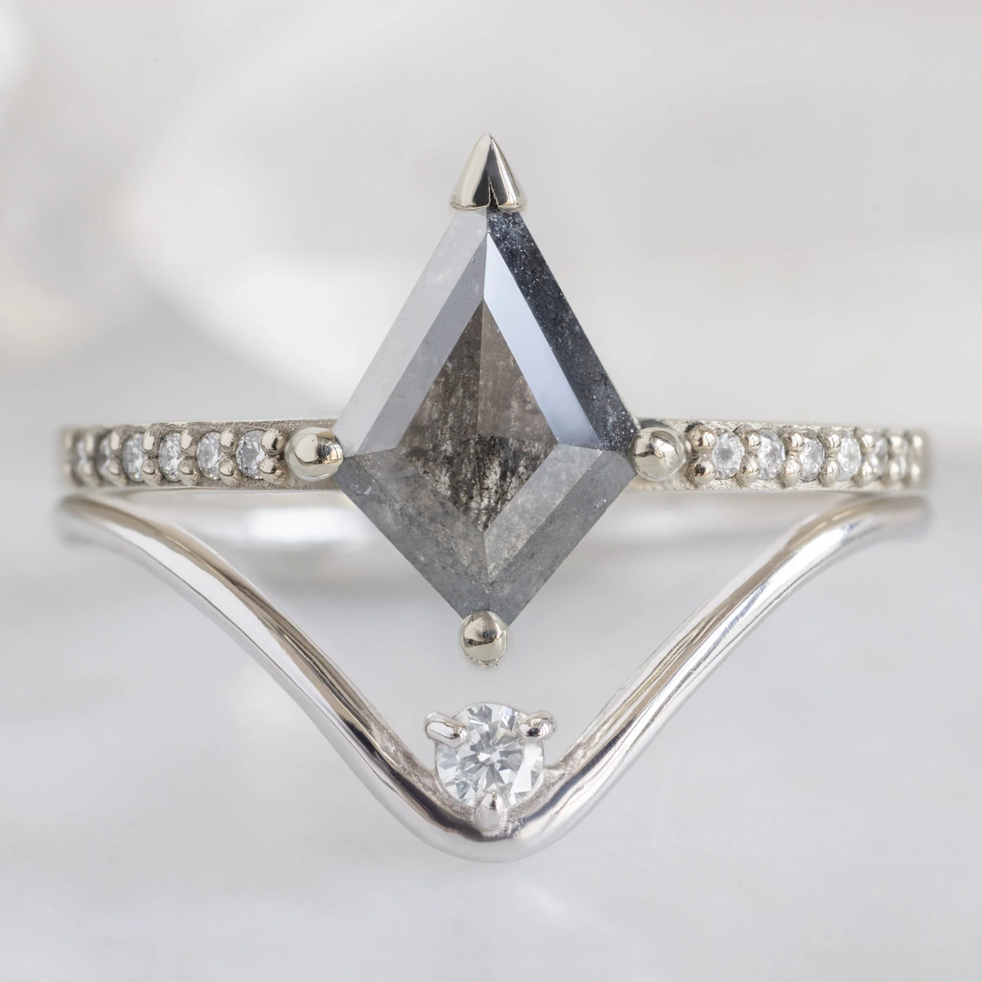 White Diamond Peak Stacking Band | Yellow, Rose or White Gold - Image 7