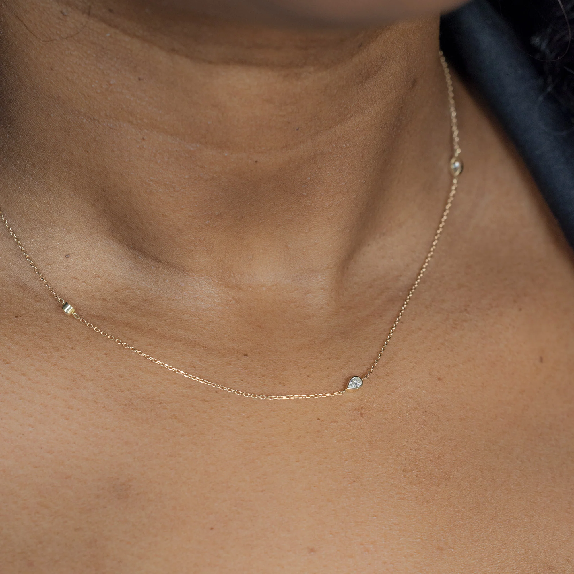 Pear-Cut Diamond Chain Necklace | Yellow Gold - Image 2