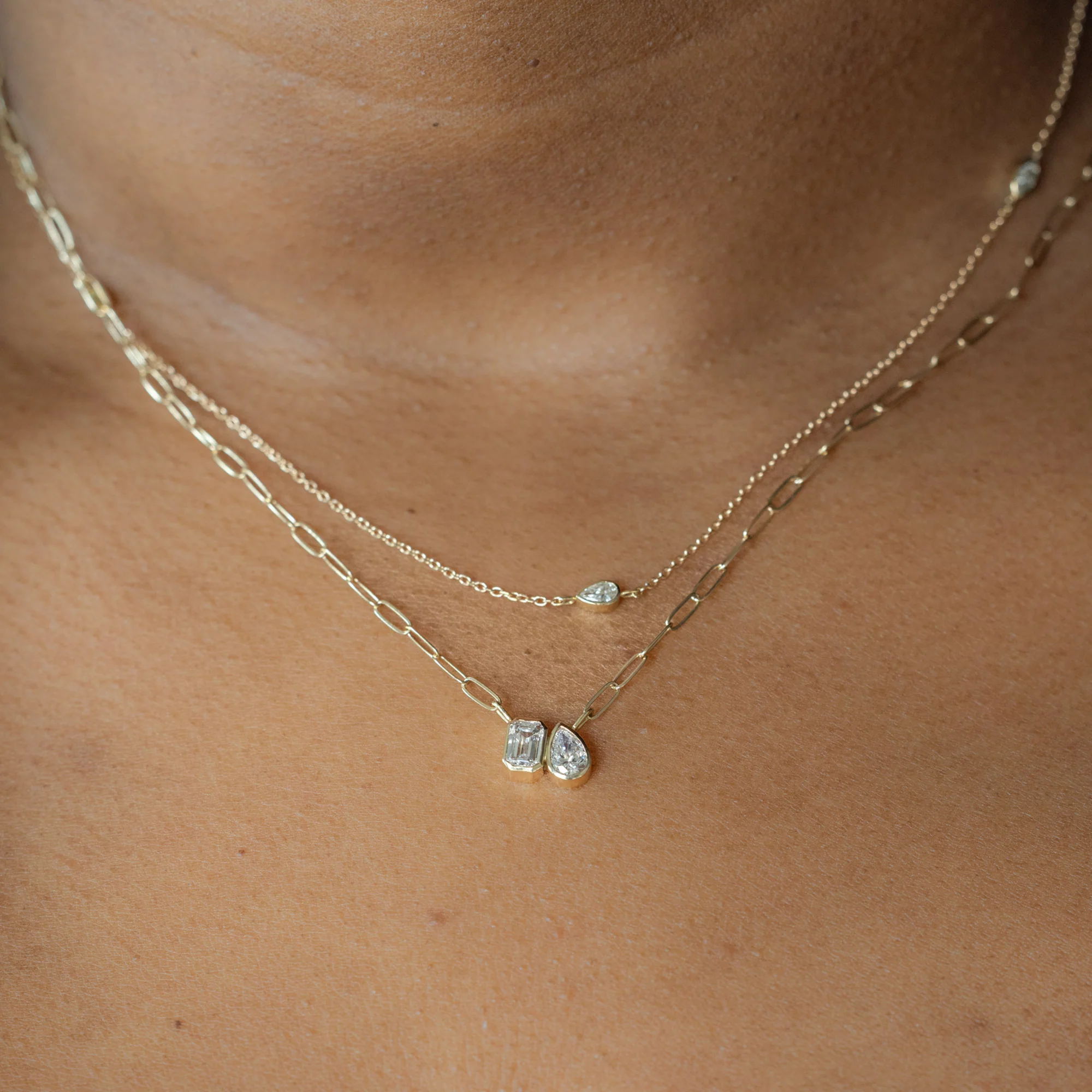 Pear-Cut Diamond Chain Necklace | Yellow Gold - Image 3