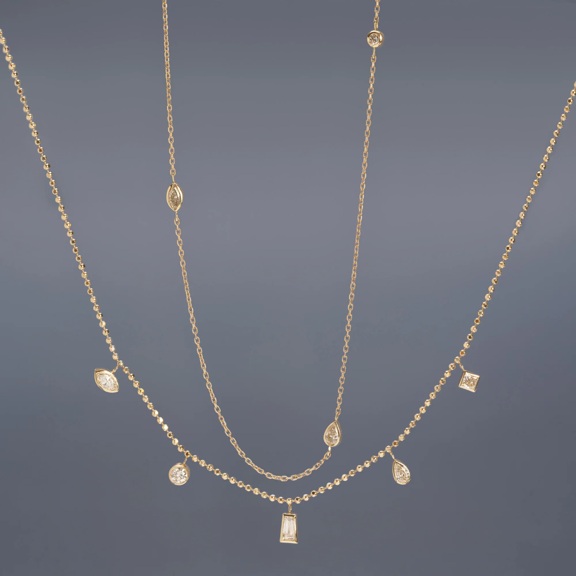 Pear-Cut Diamond Chain Necklace | Yellow Gold - Image 4