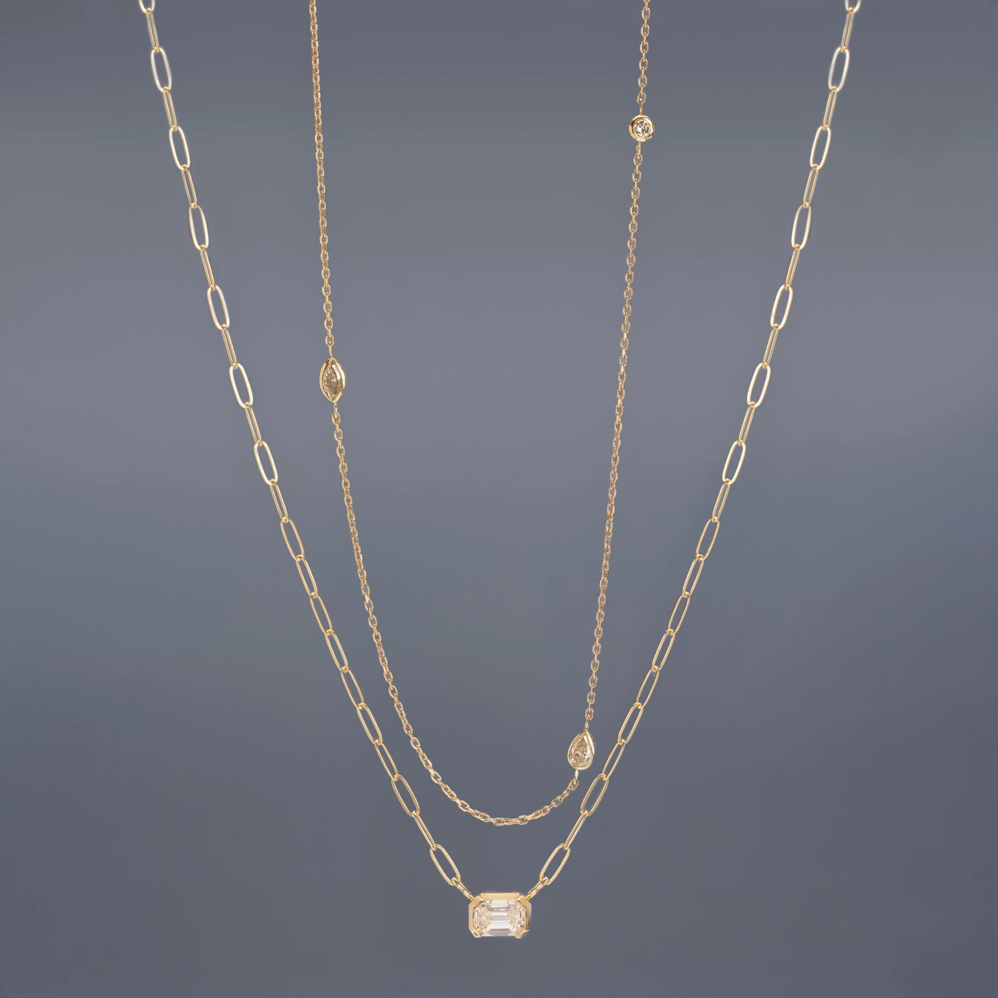 Pear-Cut Diamond Chain Necklace | Yellow Gold - Image 6