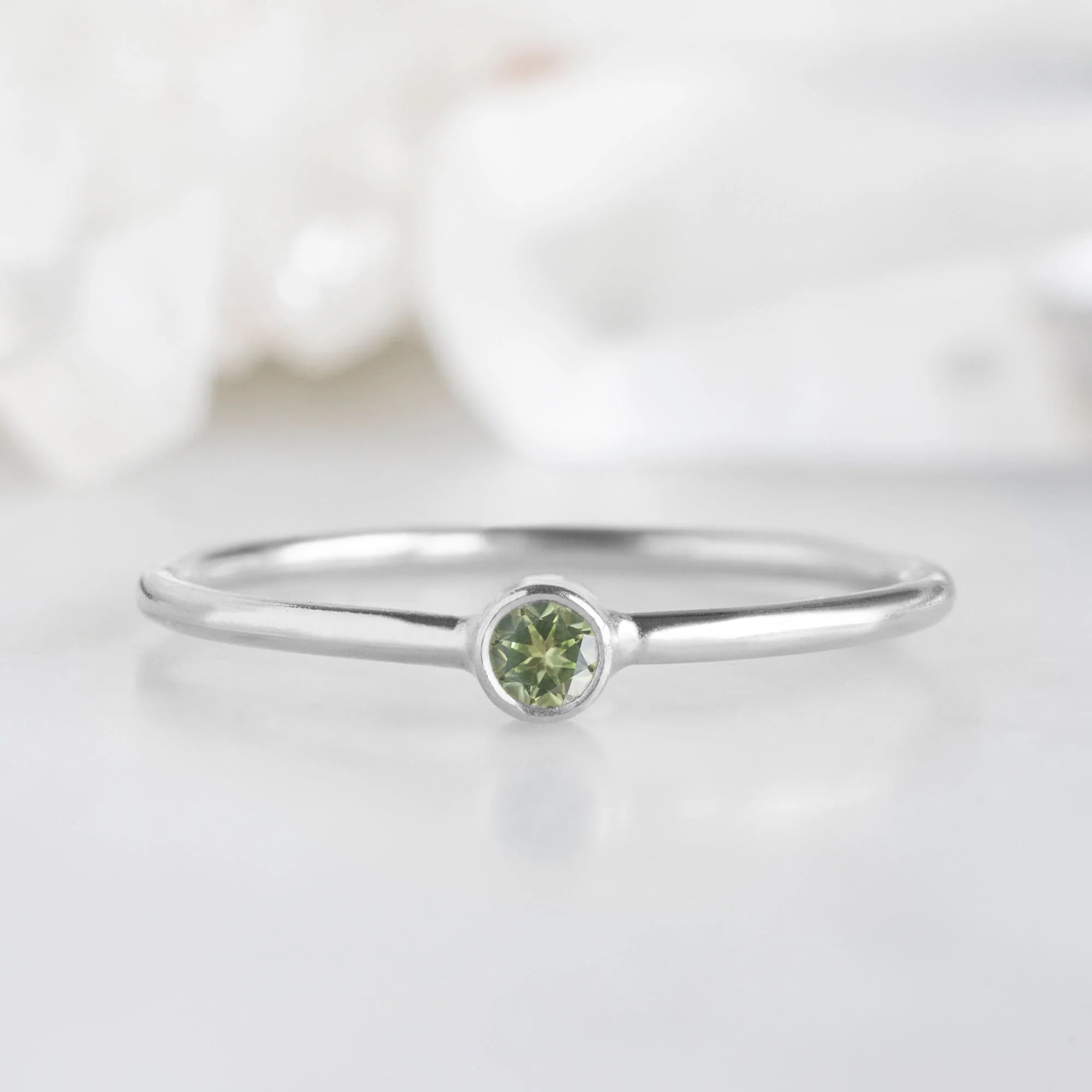 Peridot Birthstone Stacking Ring | Yellow, Rose or White Gold - Image 4
