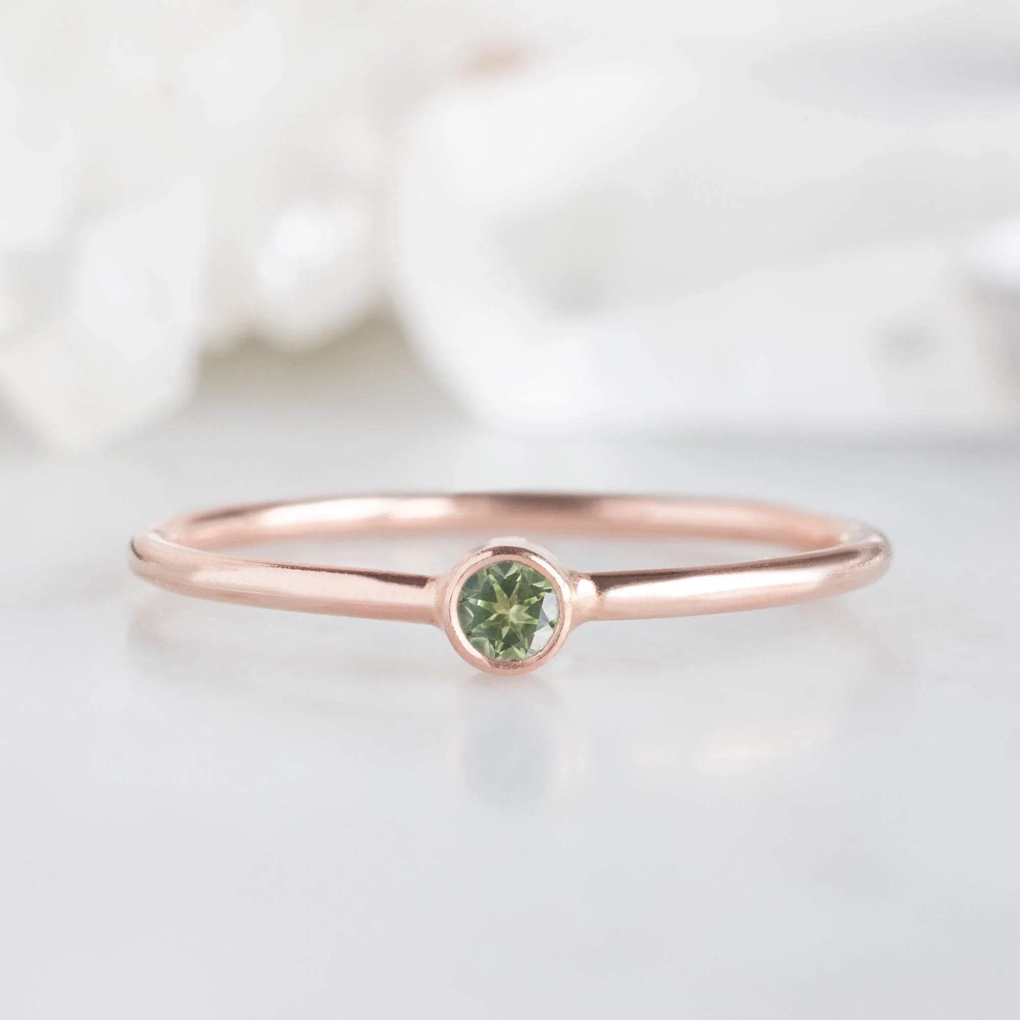 Peridot Birthstone Stacking Ring | Yellow, Rose or White Gold - Image 5