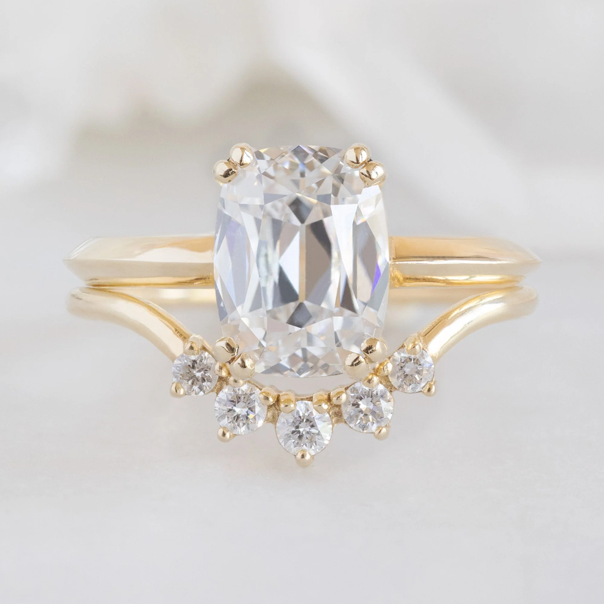 Round White Diamond Sunburst Stacking Band | Yellow, Rose or White Gold - Image 2