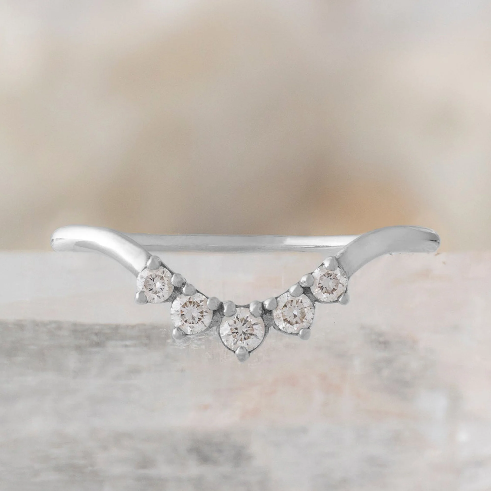 Round White Diamond Sunburst Stacking Band | Yellow, Rose or White Gold - Image 3