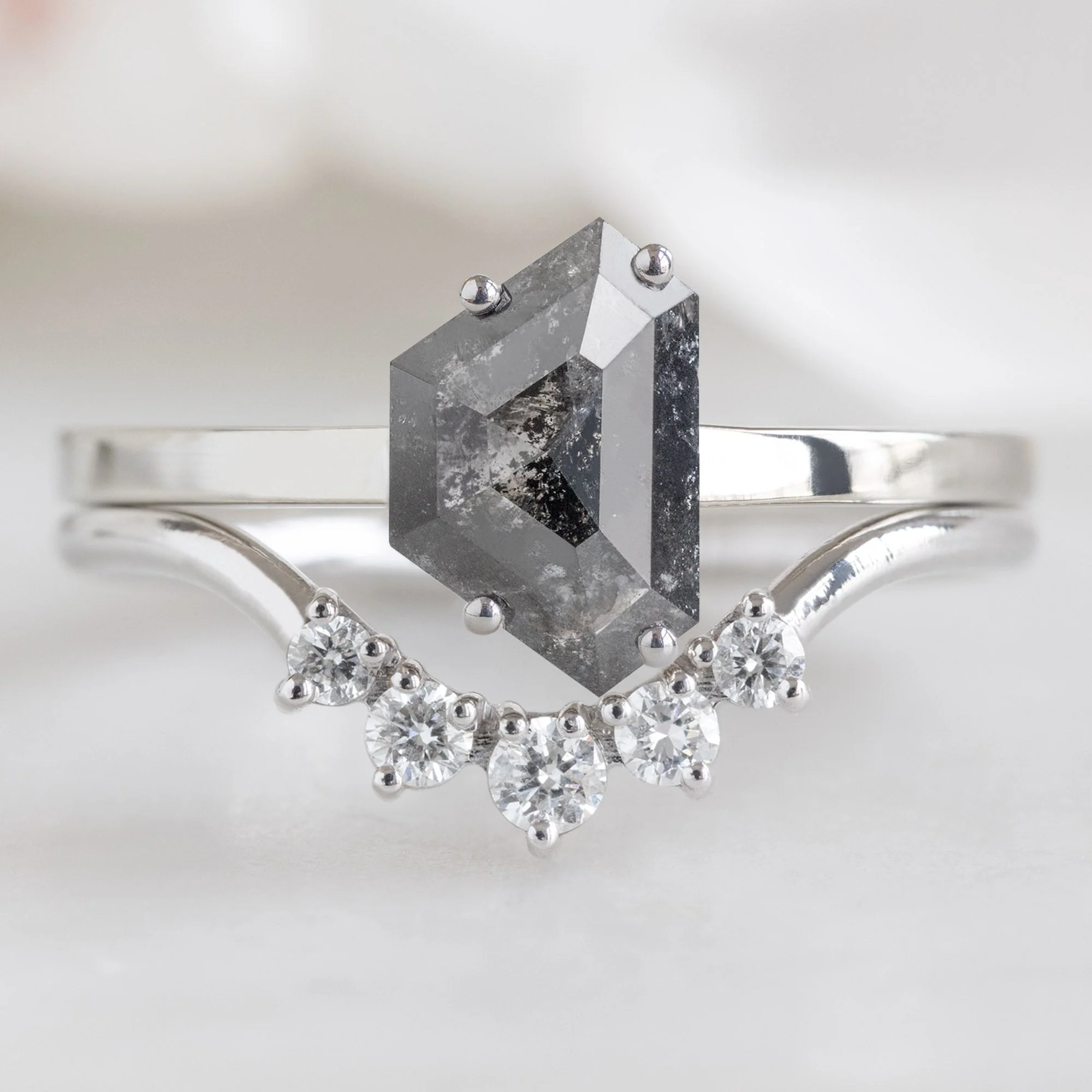 Round White Diamond Sunburst Stacking Band | Yellow, Rose or White Gold - Image 4