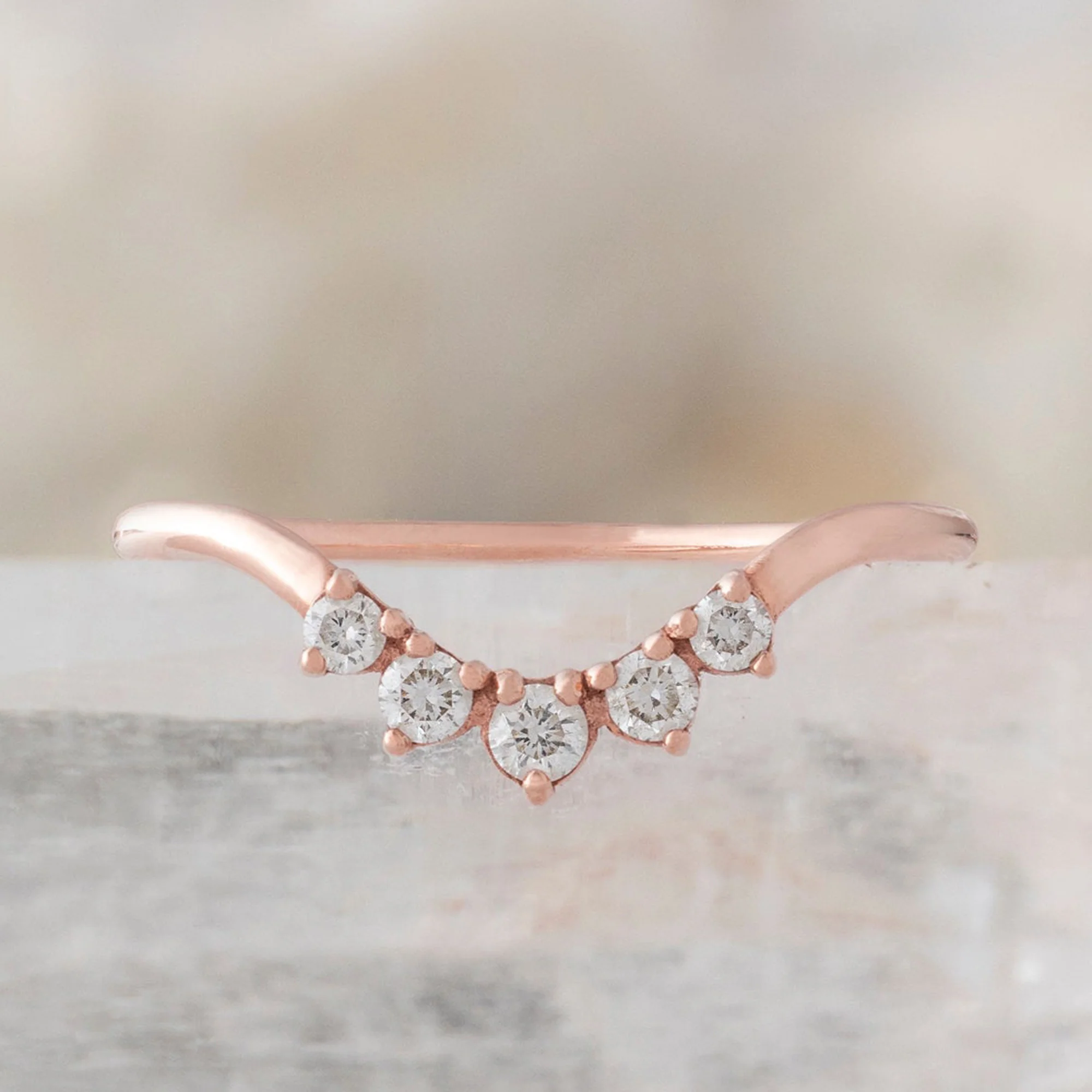 Round White Diamond Sunburst Stacking Band | Yellow, Rose or White Gold - Image 5