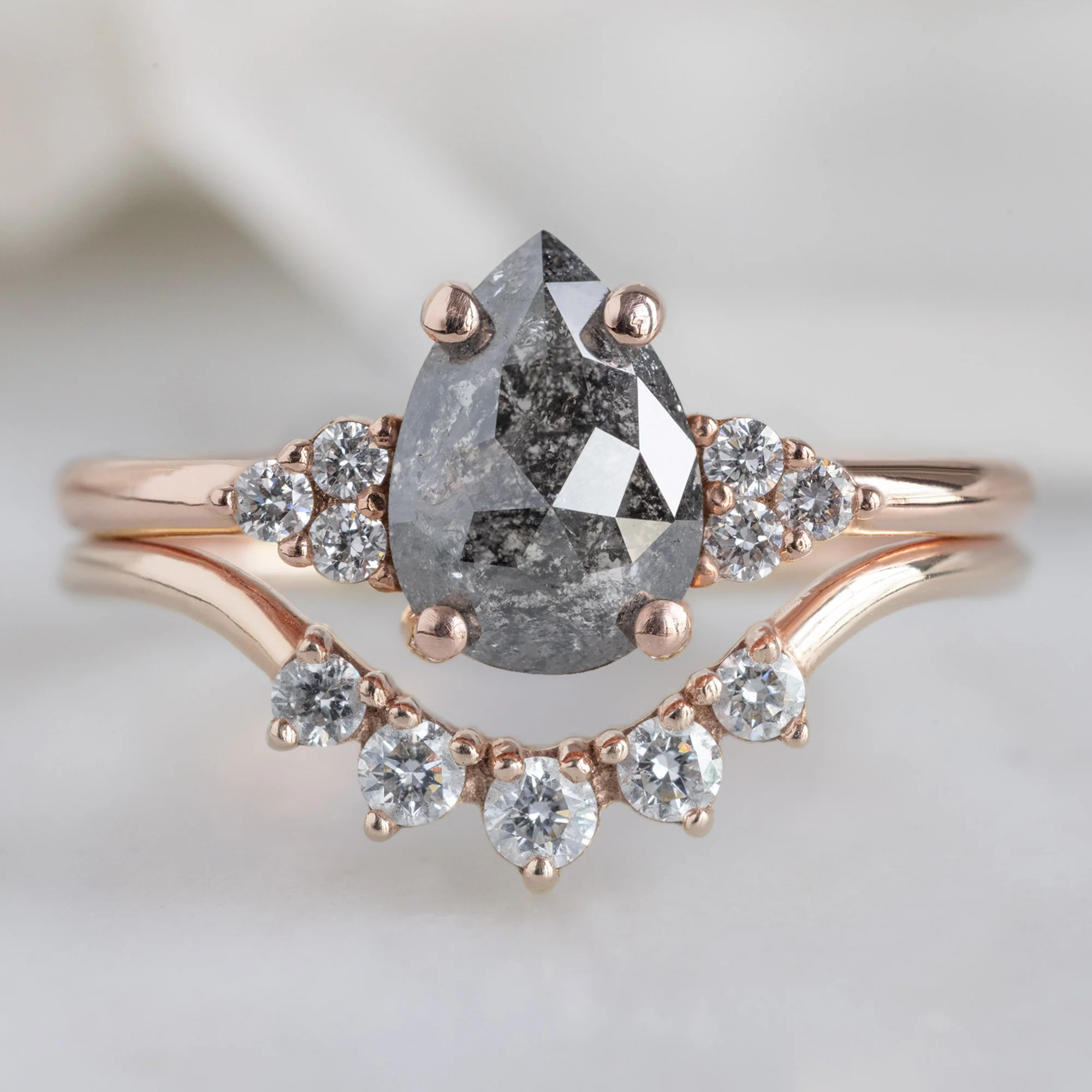 Round White Diamond Sunburst Stacking Band | Yellow, Rose or White Gold - Image 6