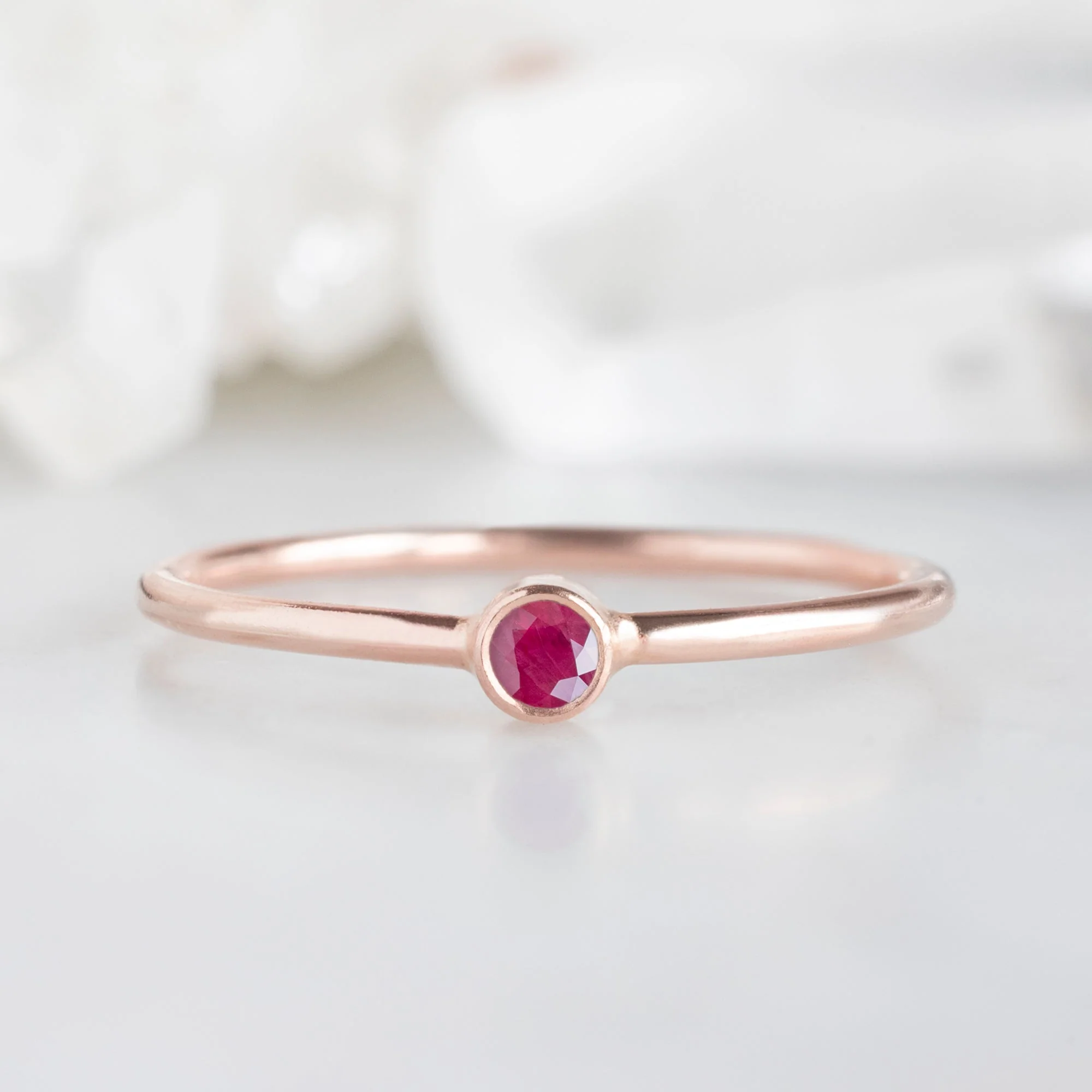 Ruby Birthstone Stacking Ring | Yellow, Rose or White Gold - Image 4