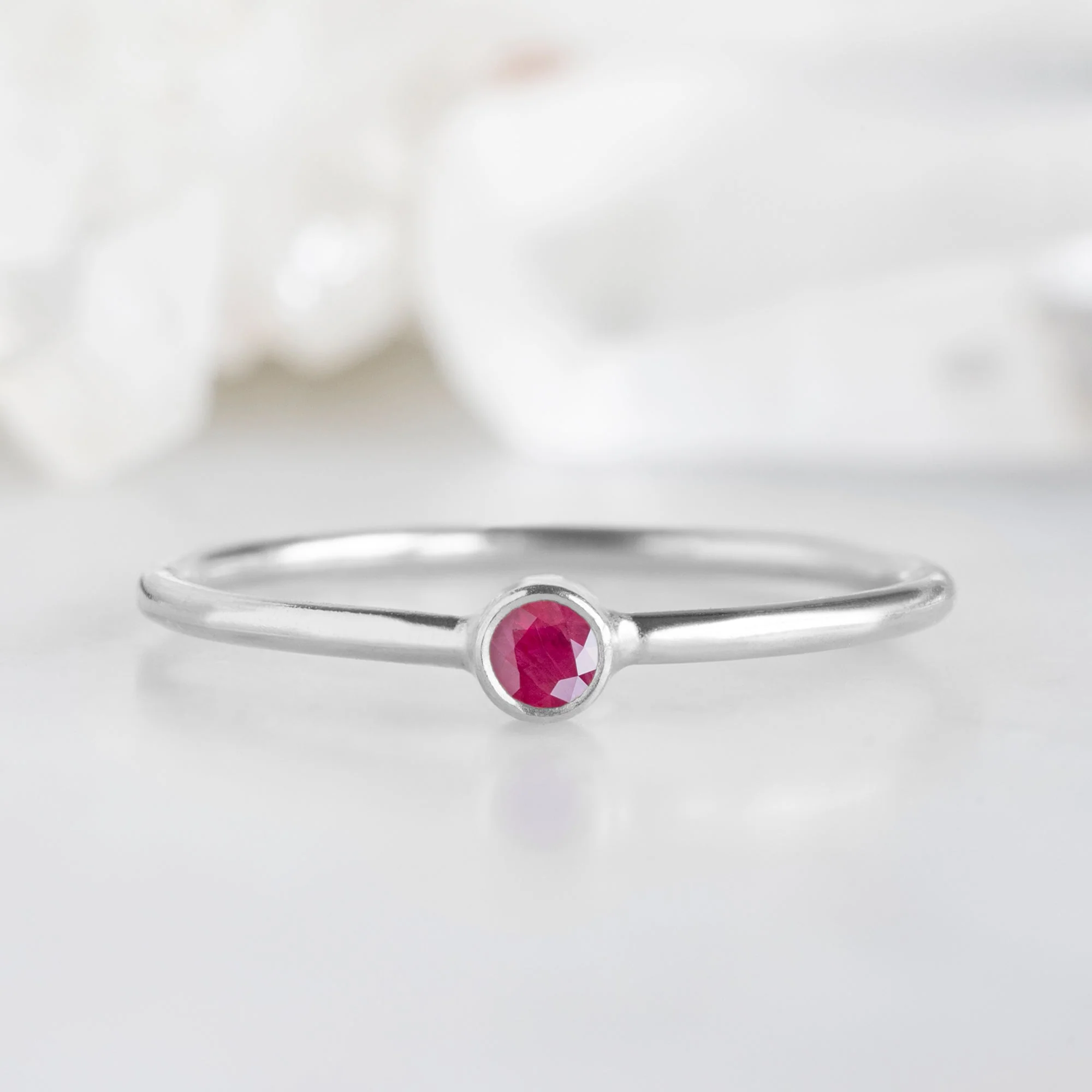Ruby Birthstone Stacking Ring | Yellow, Rose or White Gold - Image 5
