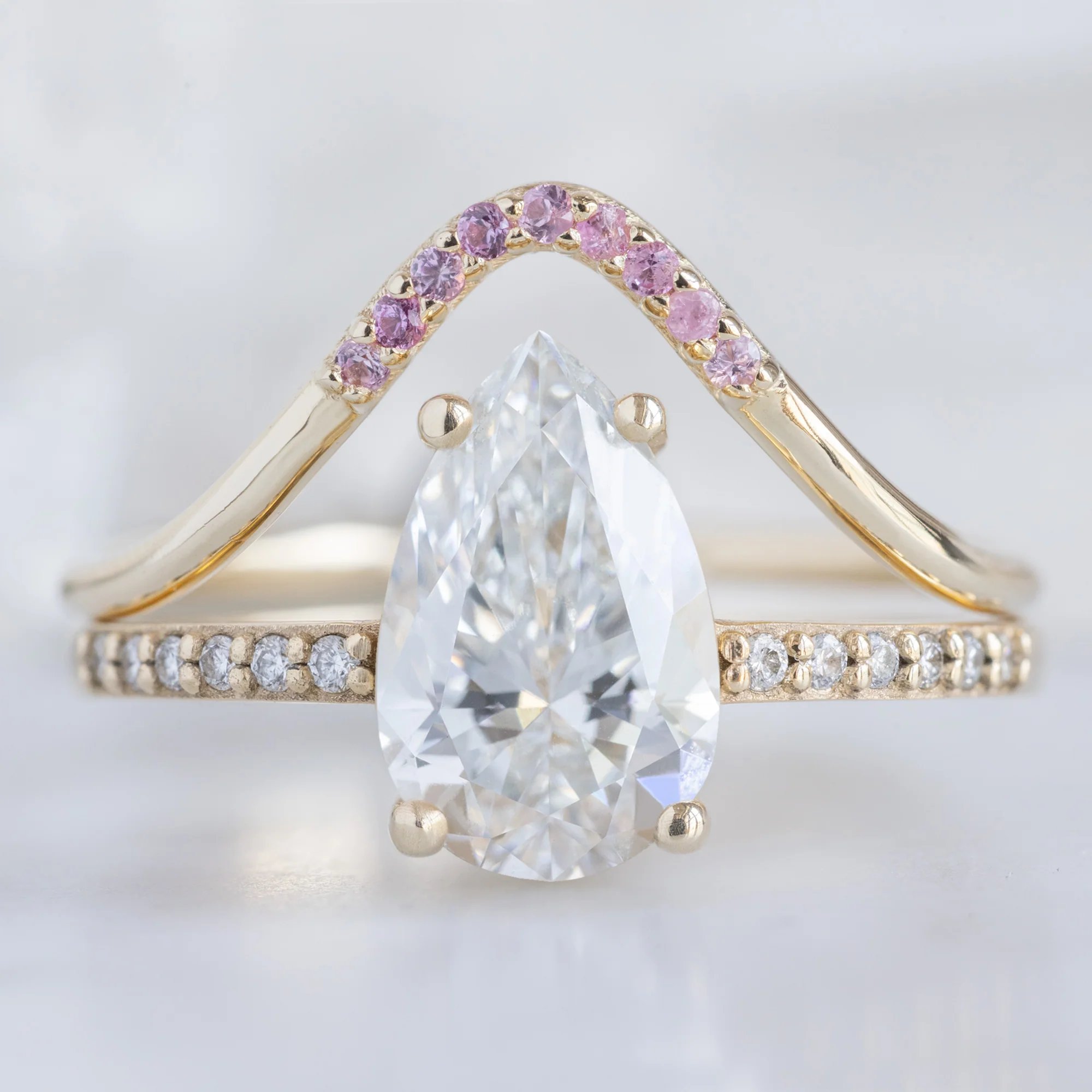 Ruby Pavé Peak Stacking Band | Yellow, Rose or White Gold - Image 2