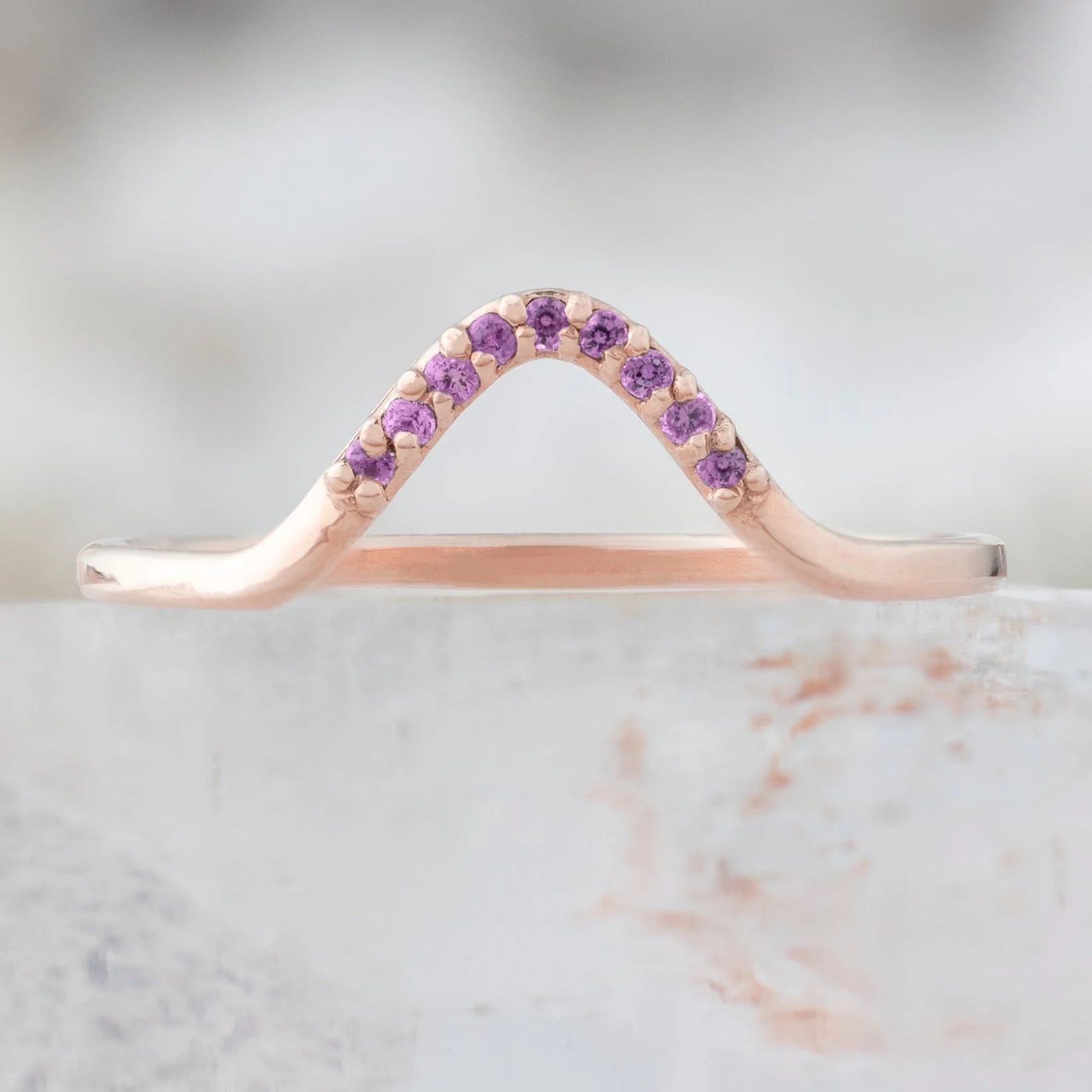 Ruby Pavé Peak Stacking Band | Yellow, Rose or White Gold - Image 3