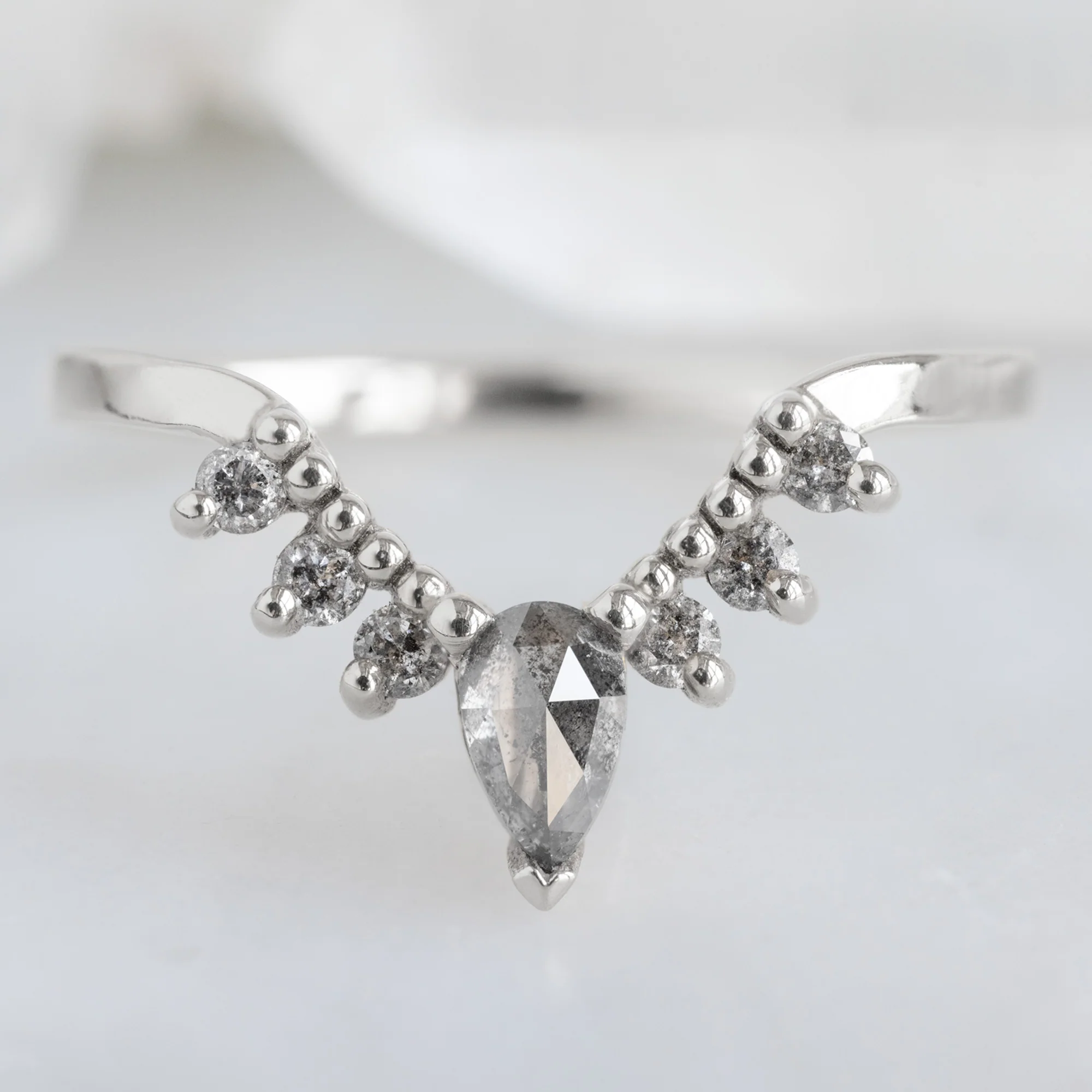Salt and Pepper Diamond Sunburst Stacking Band | Yellow, Rose or White Gold - Image 6