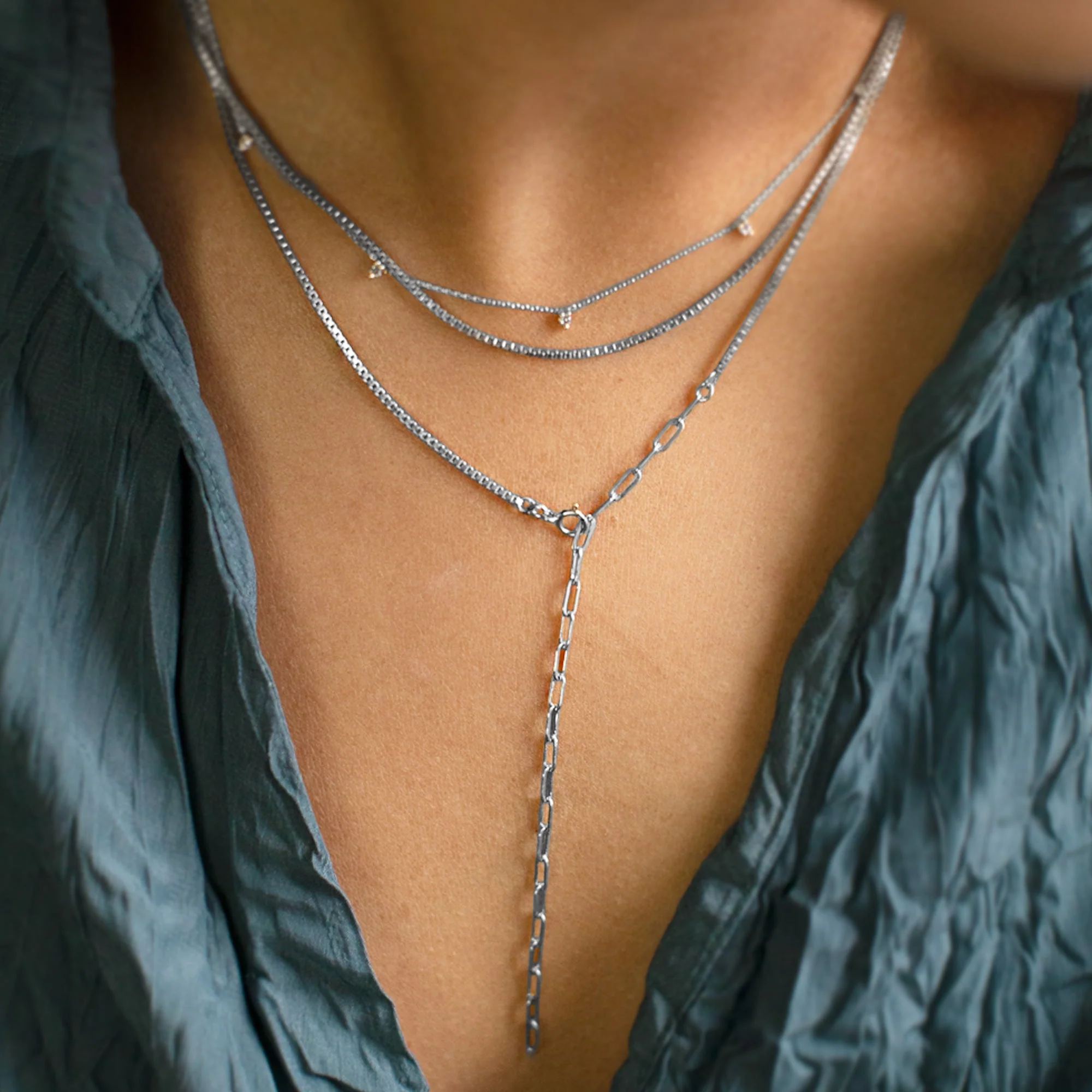 The 4-in-1 Cable Chain Necklace | Yellow, Rose, White or Sterling Silver - Image 9