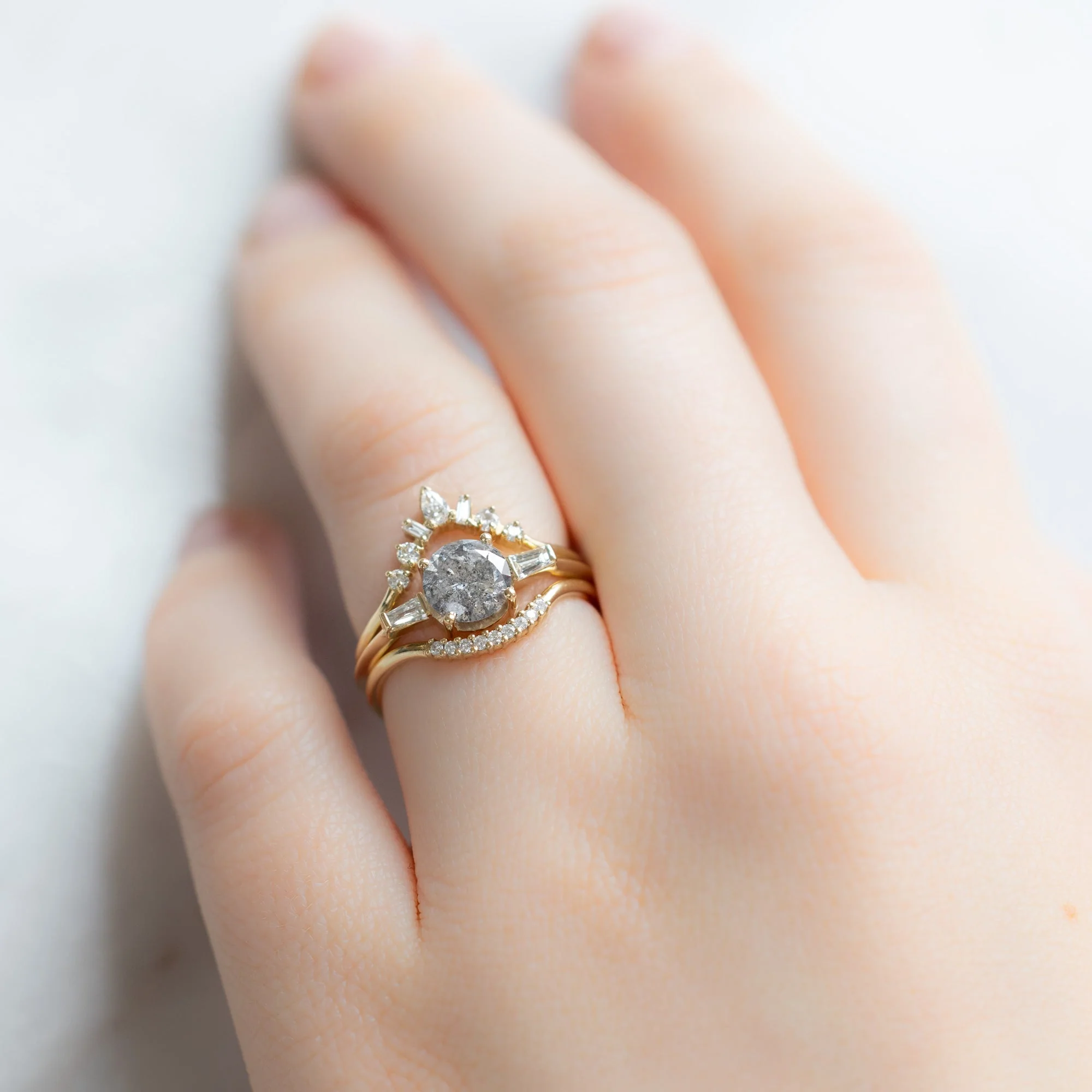 Design Your Own Custom | Round Salt and Pepper Diamond Engagement Ring - Image 3