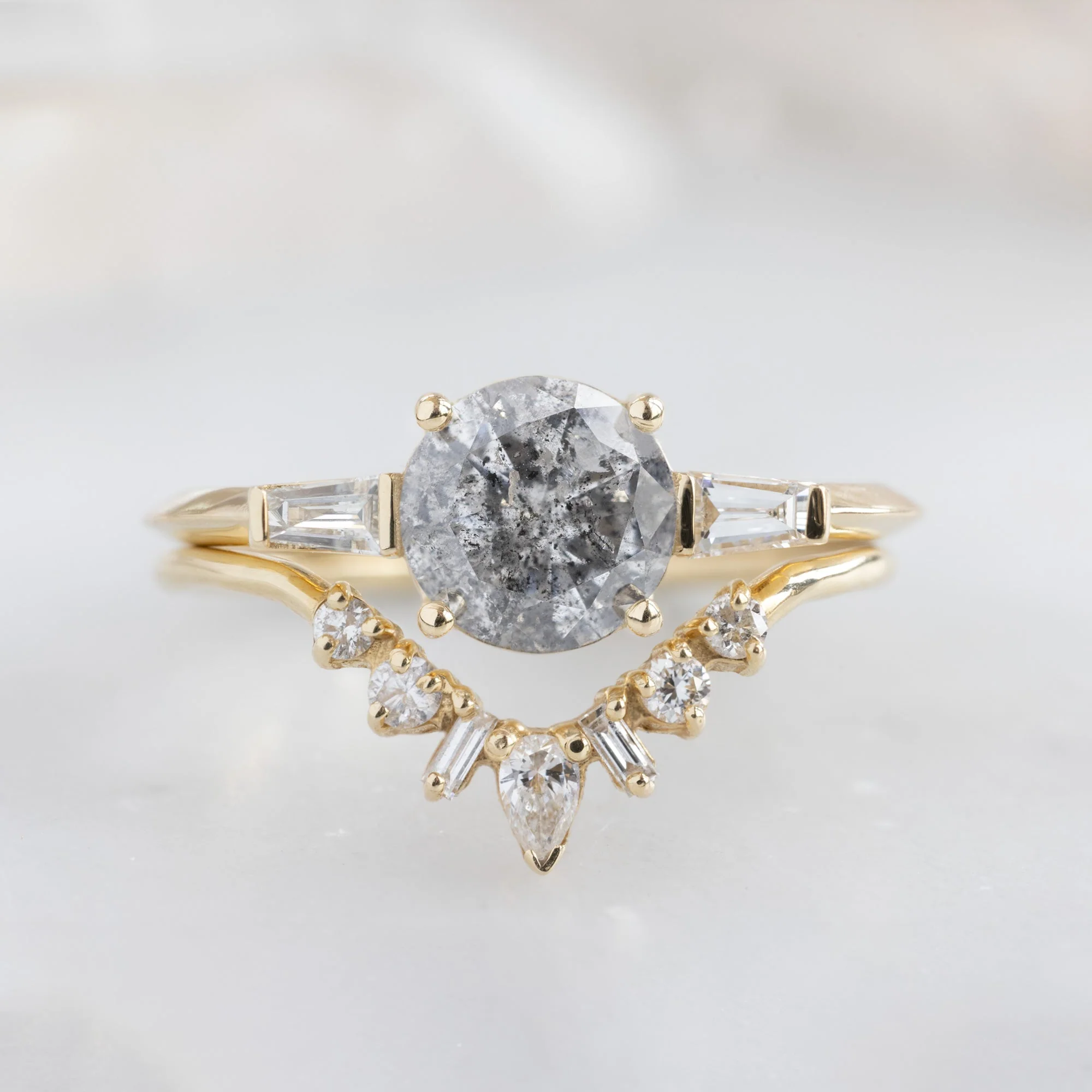 The Ash Ring | 0.99ct Round Salt and Pepper Diamond in 14K Yellow Gold - Image 6