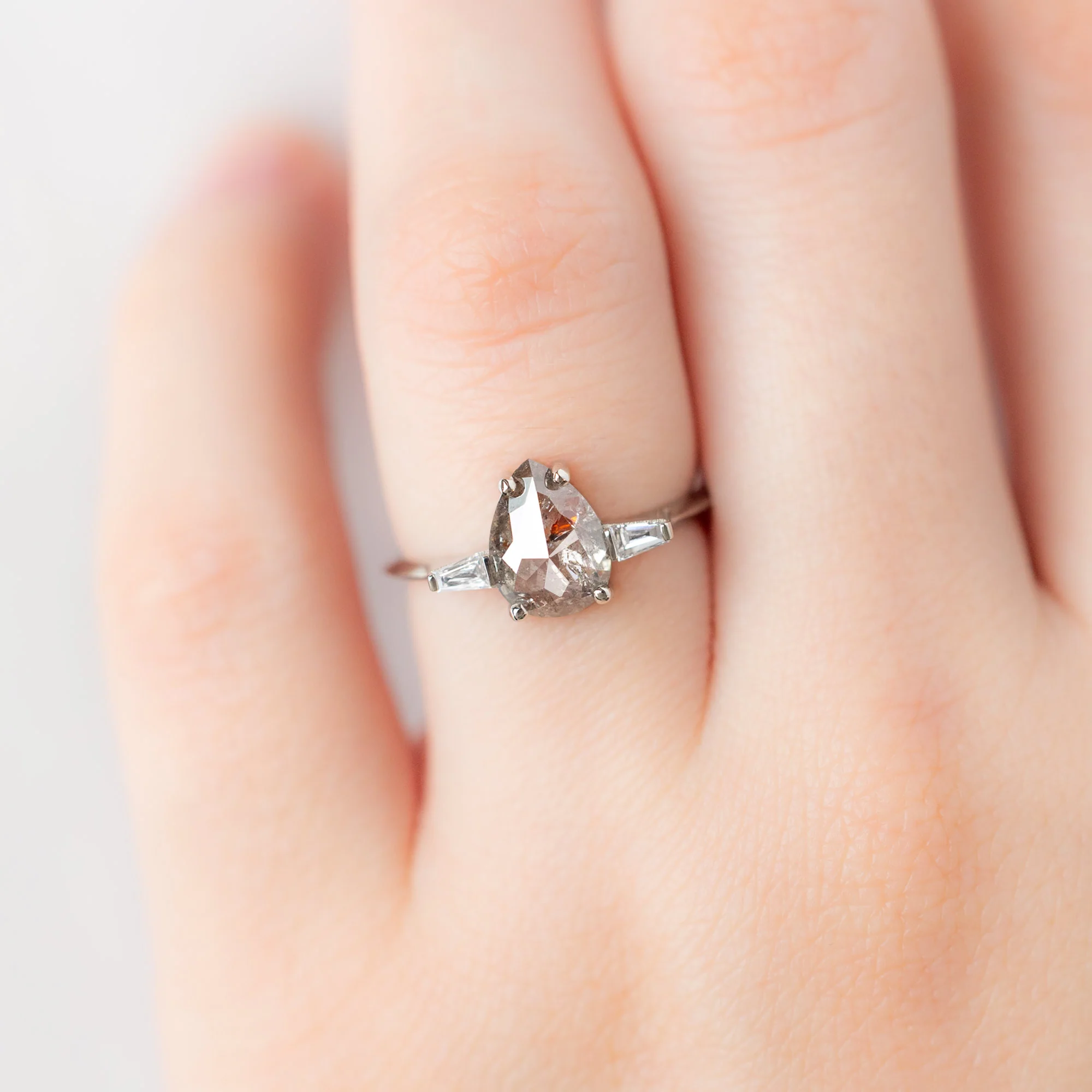 The Ash Ring | 1.07ct Pear Red Diamond in 14K White Gold - Image 4