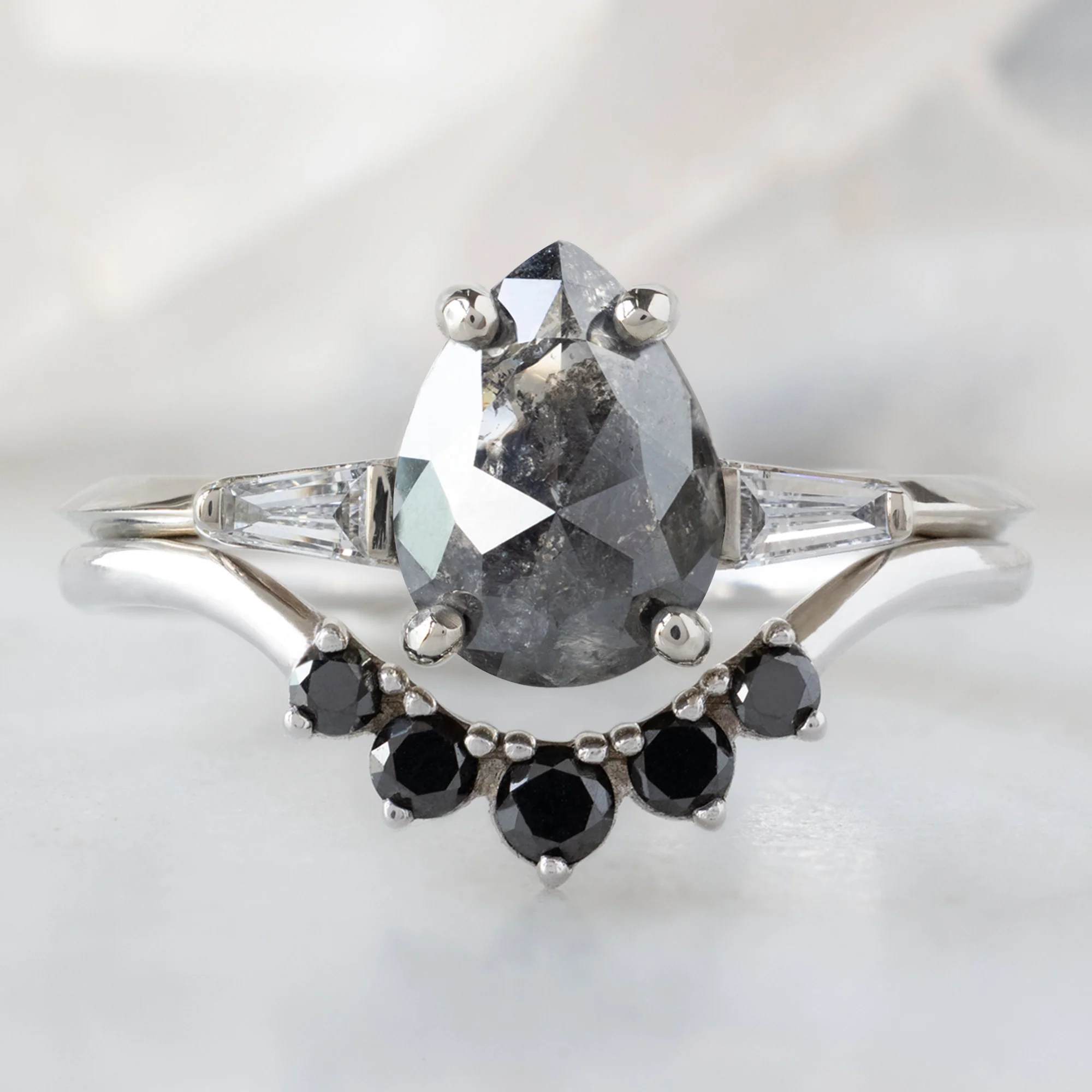 The Ash Ring | 1.24ct Pear Black Diamond in 14K White Gold - Image 3