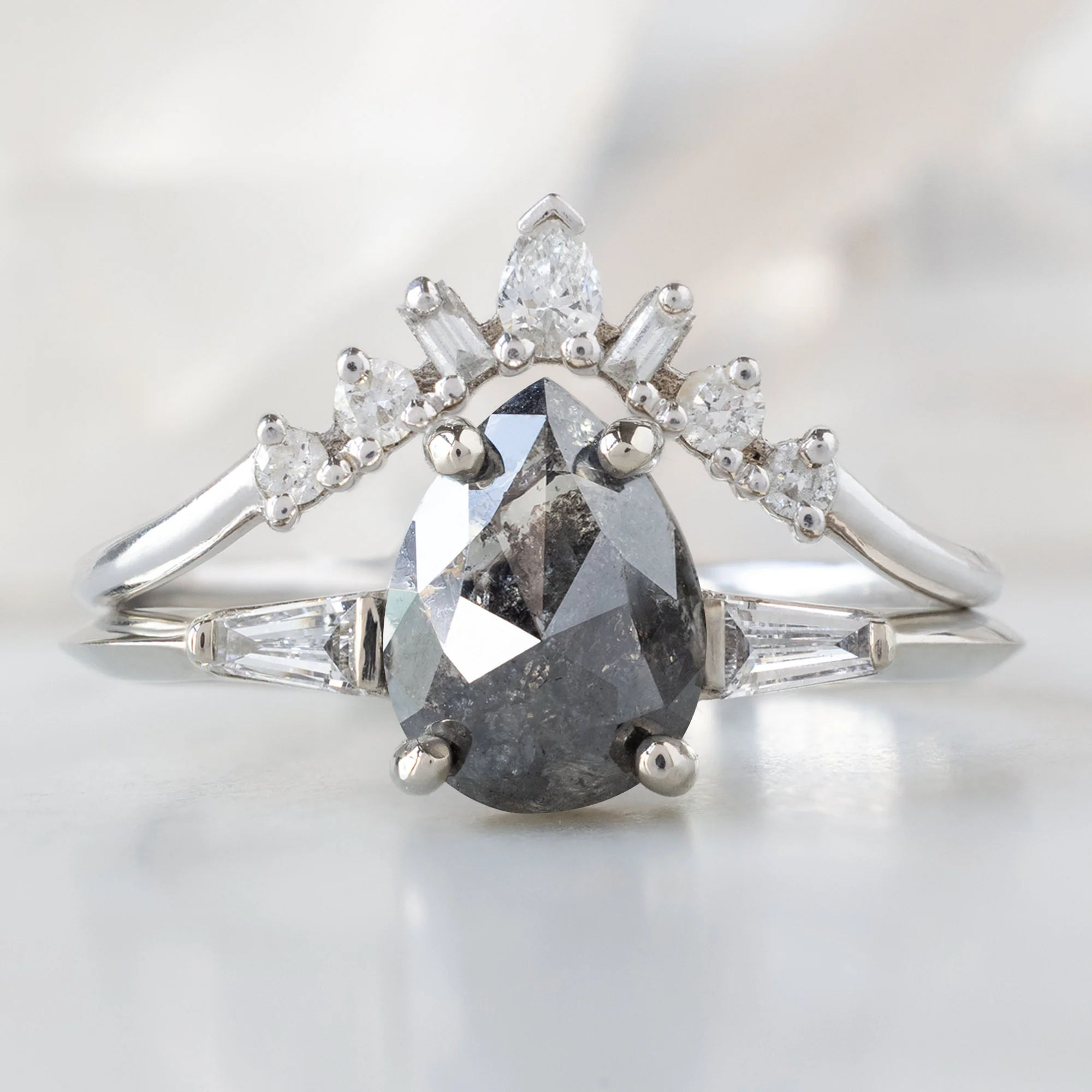 The Ash Ring | 1.24ct Pear Black Diamond in 14K White Gold - Image 4
