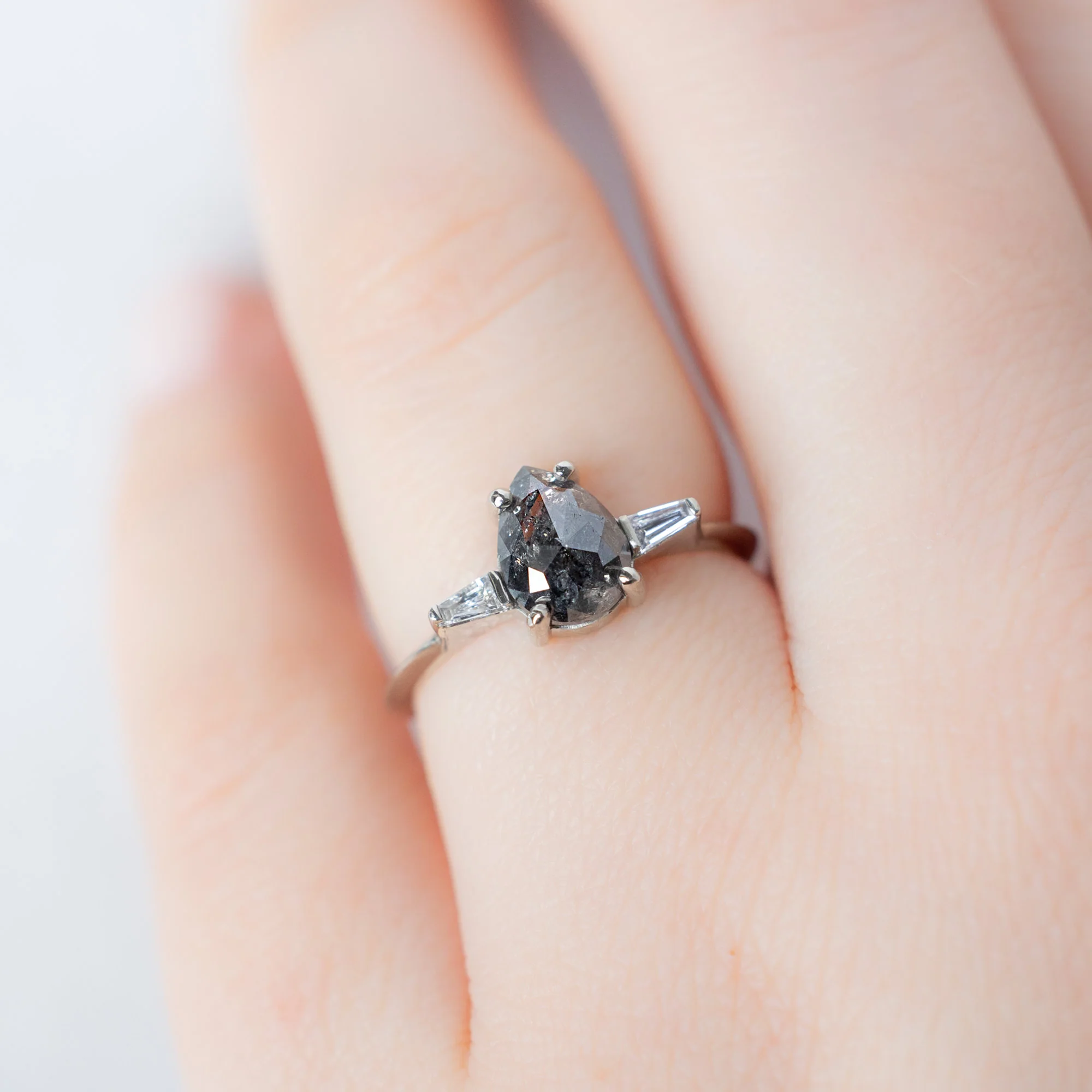 The Ash Ring | 1.24ct Pear Black Diamond in 14K White Gold - Image 5