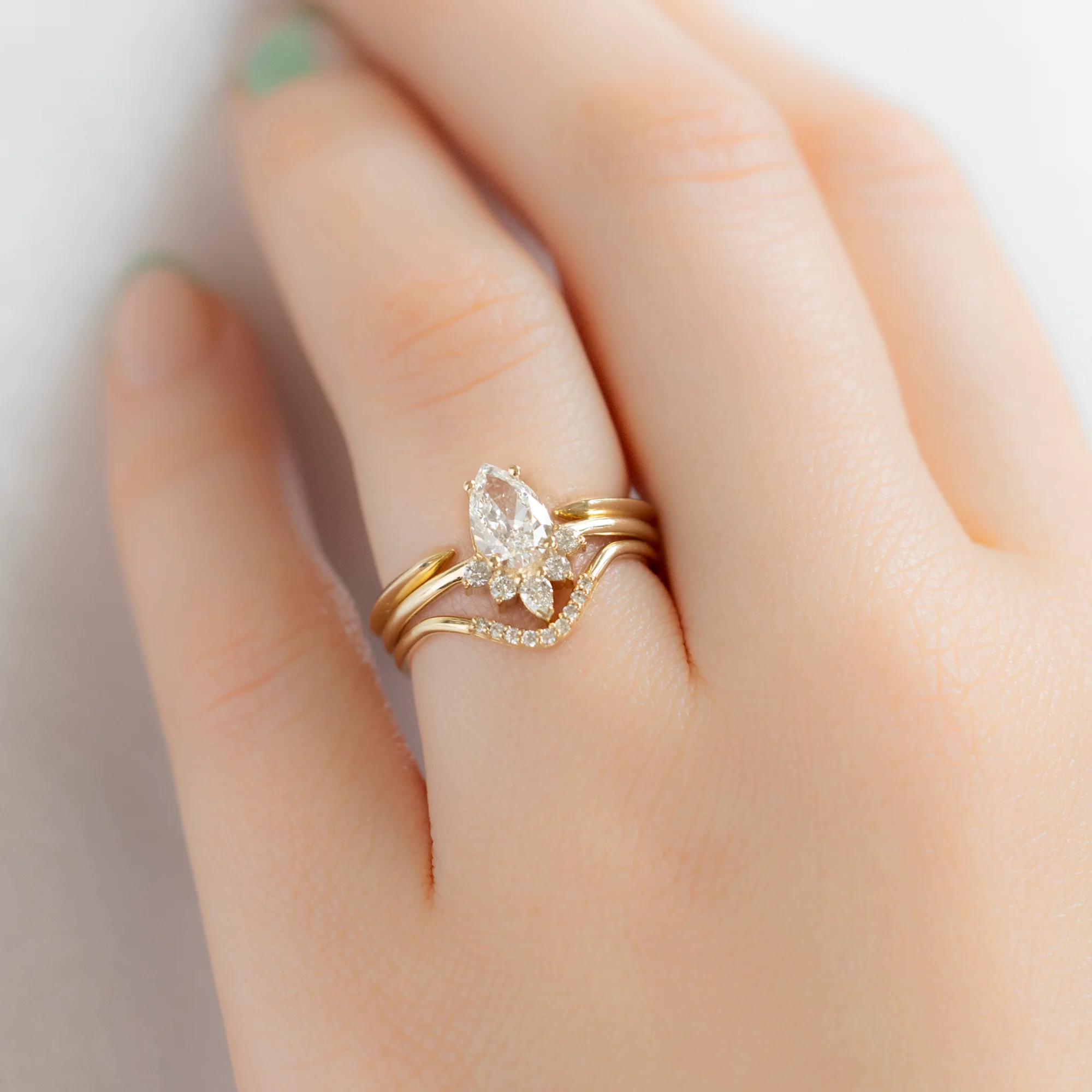 The Aster Ring | 0.73ct Pear Cut Natural White Diamond in 14K Yellow Gold - Image 4