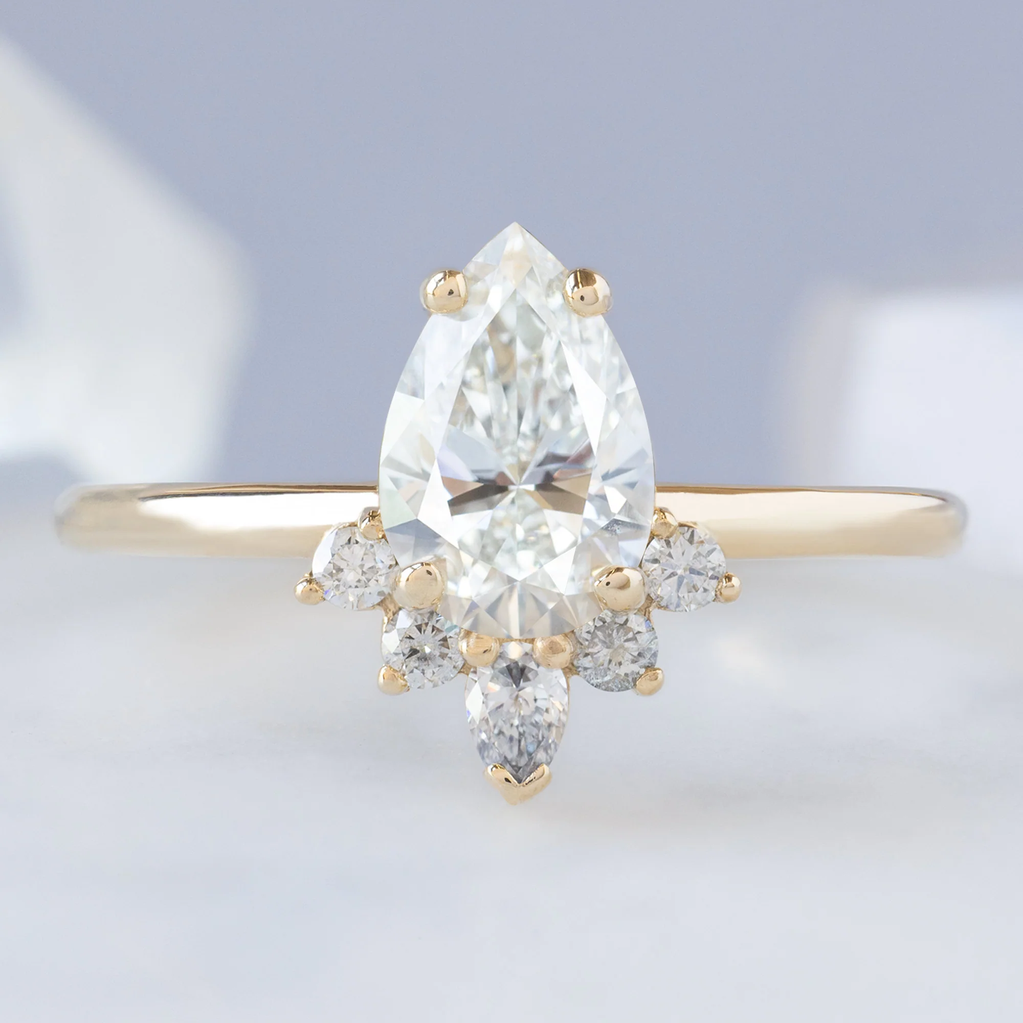 The Aster Ring | 0.80ct Pear Natural White Diamond in 14K Yellow Gold - Image 6