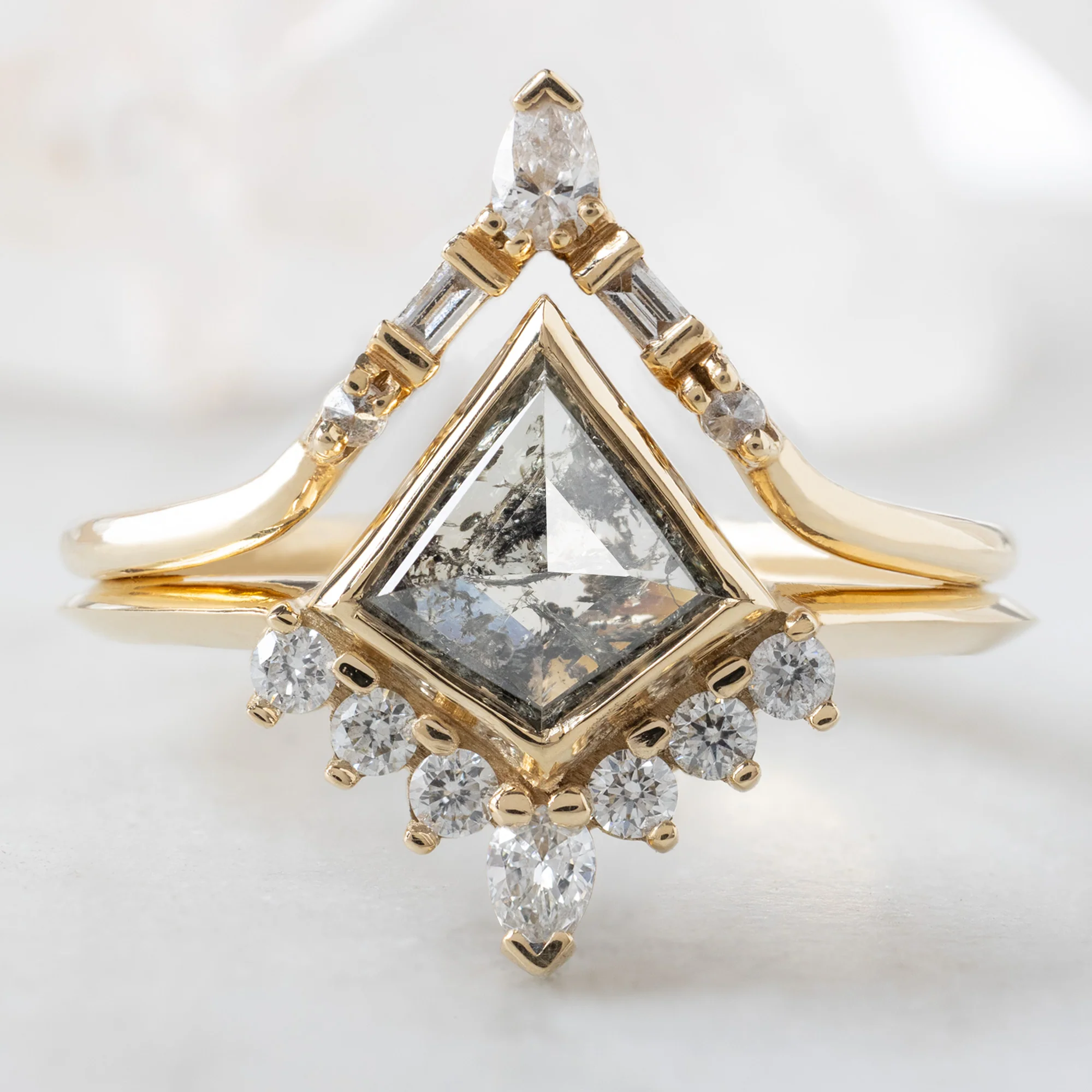 The Aster Ring | 0.82ct Kite Salt and Pepper Diamond in 14K Yellow Gold - Image 3