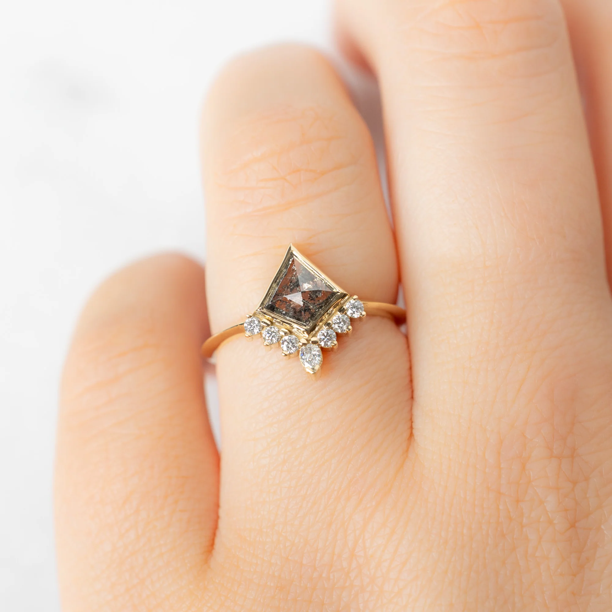 The Aster Ring | 0.82ct Kite Salt and Pepper Diamond in 14K Yellow Gold - Image 4