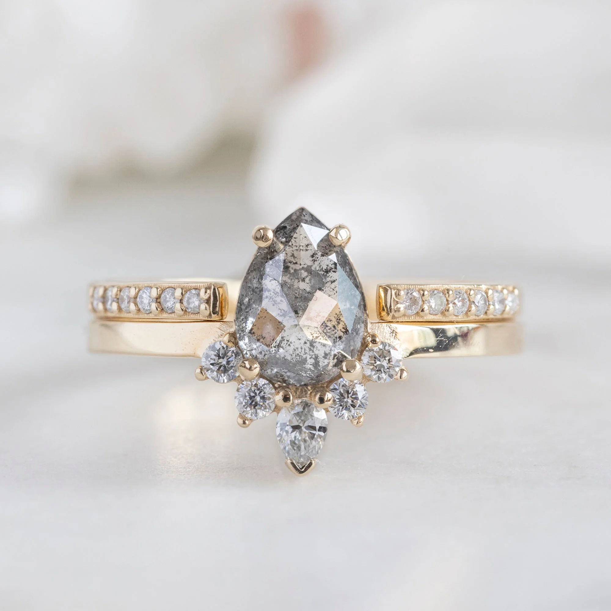 The Aster Ring | 0.89ct Pear Grey Diamond in 14K Yellow Gold - Image 4