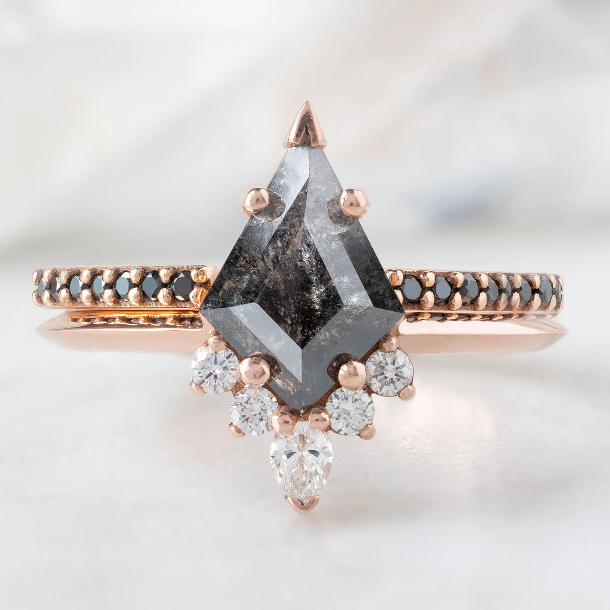 The Aster Ring | 0.90ct Kite Black Diamond in 14K Rose Gold - Image 4