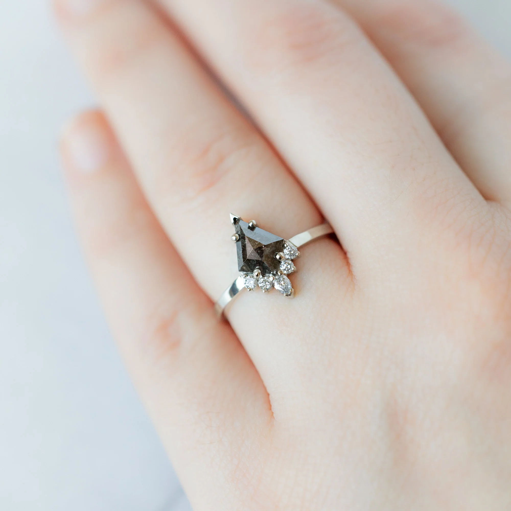 The Aster Ring | 0.94ct Kite Black Diamond in 14K White Gold - Image 2