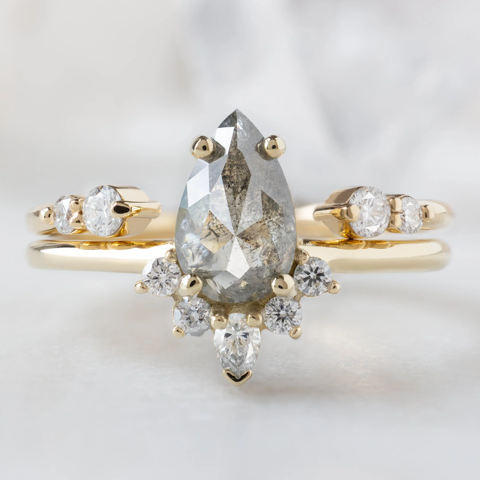 The Aster Ring | 1.01ct Pear Green Diamond in 14K Yellow Gold - Image 3